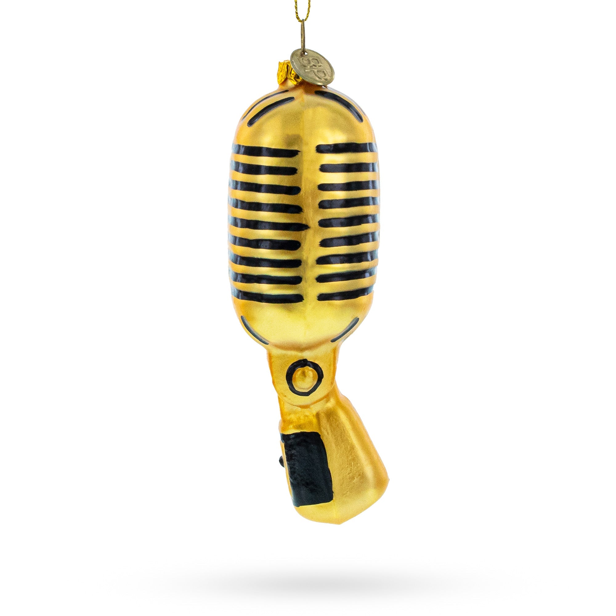 Shiny Golden Microphone - Blown Glass Christmas Ornament