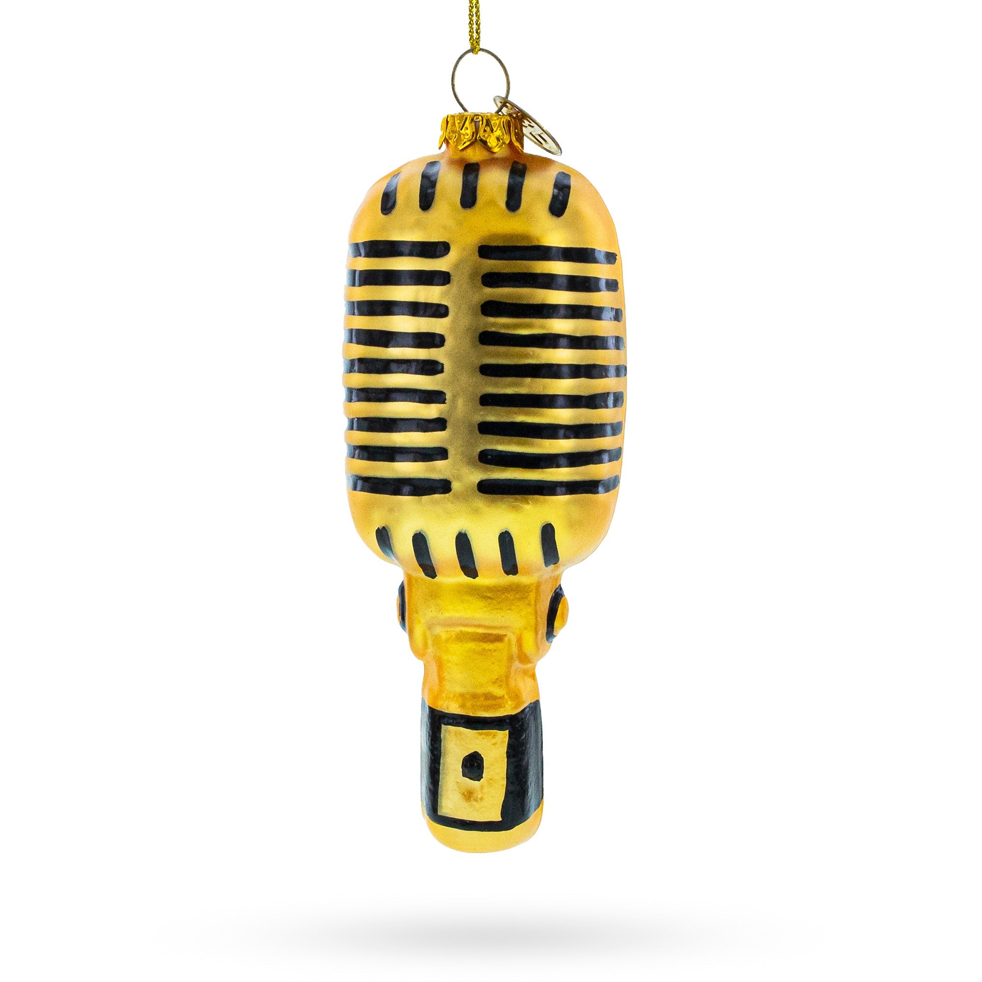 Shiny Golden Microphone - Blown Glass Christmas Ornament