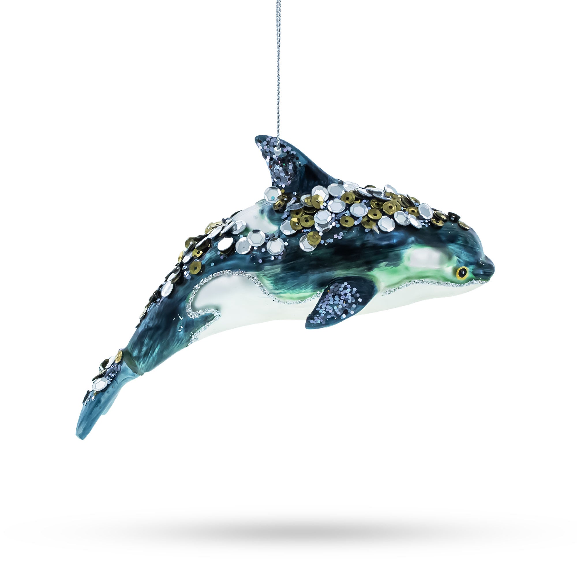 Majestic Orca Whale - Blown Glass Christmas Ornament