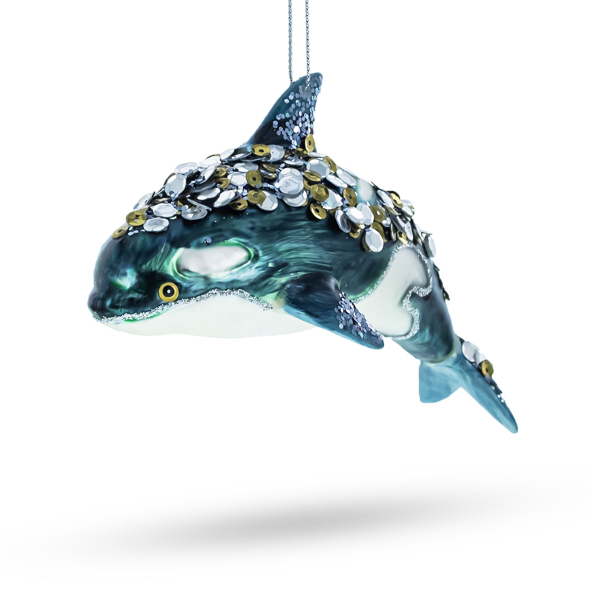 Majestic Orca Whale - Blown Glass Christmas Ornament