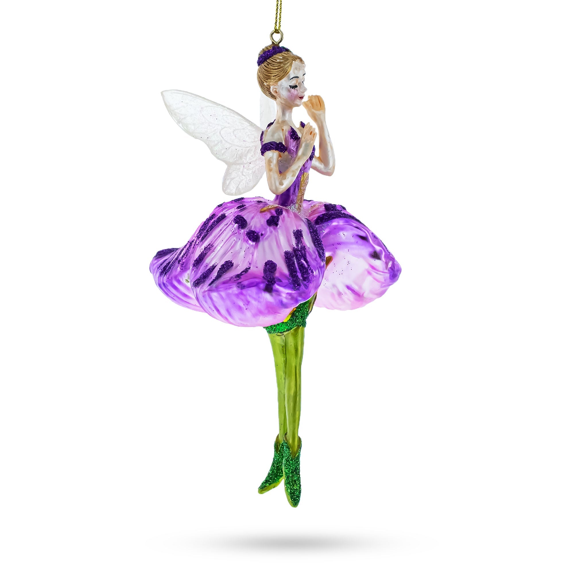 Enchanting Fairy In Purple Dress - Blown Glass Christmas Ornament