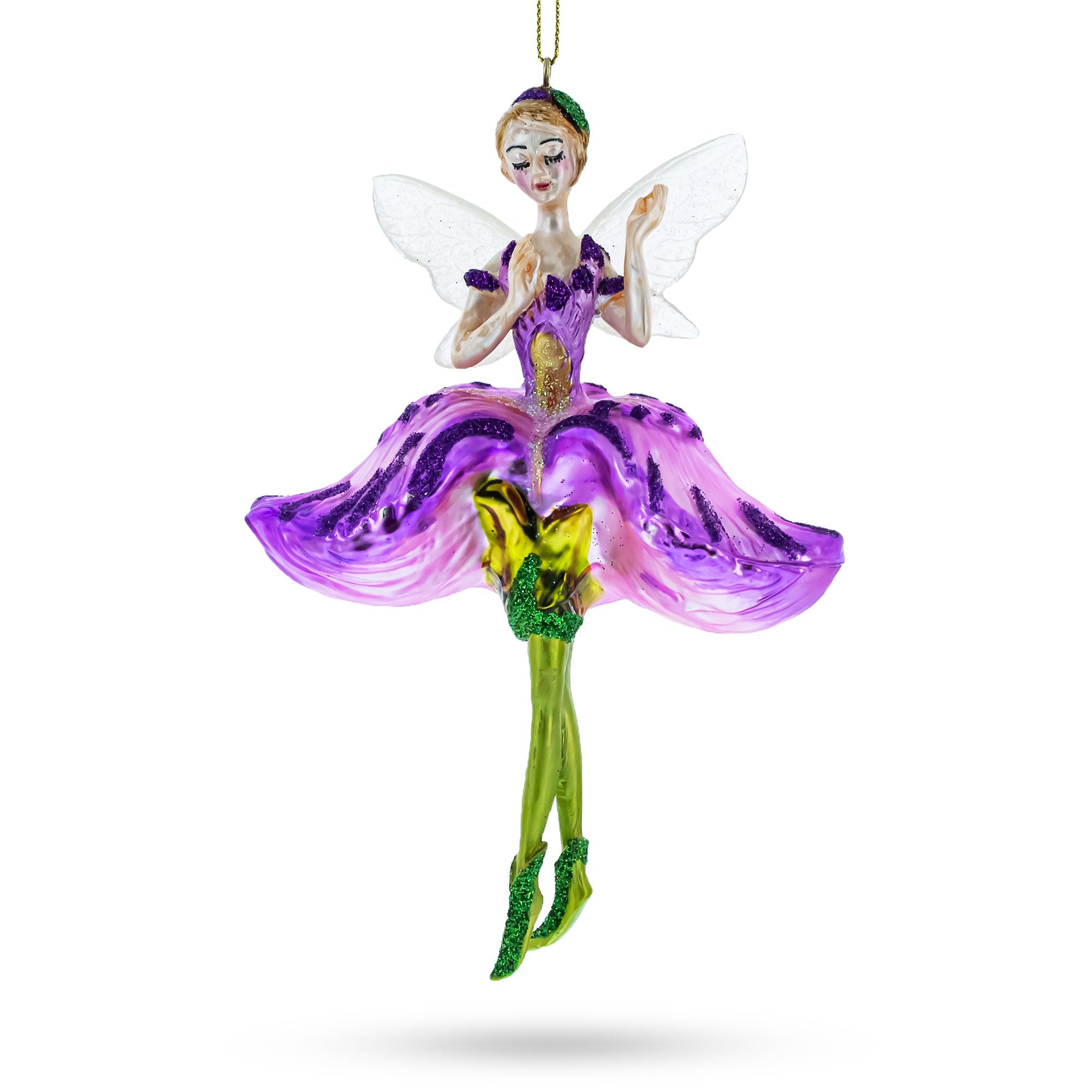 Enchanting Fairy In Purple Dress - Blown Glass Christmas Ornament