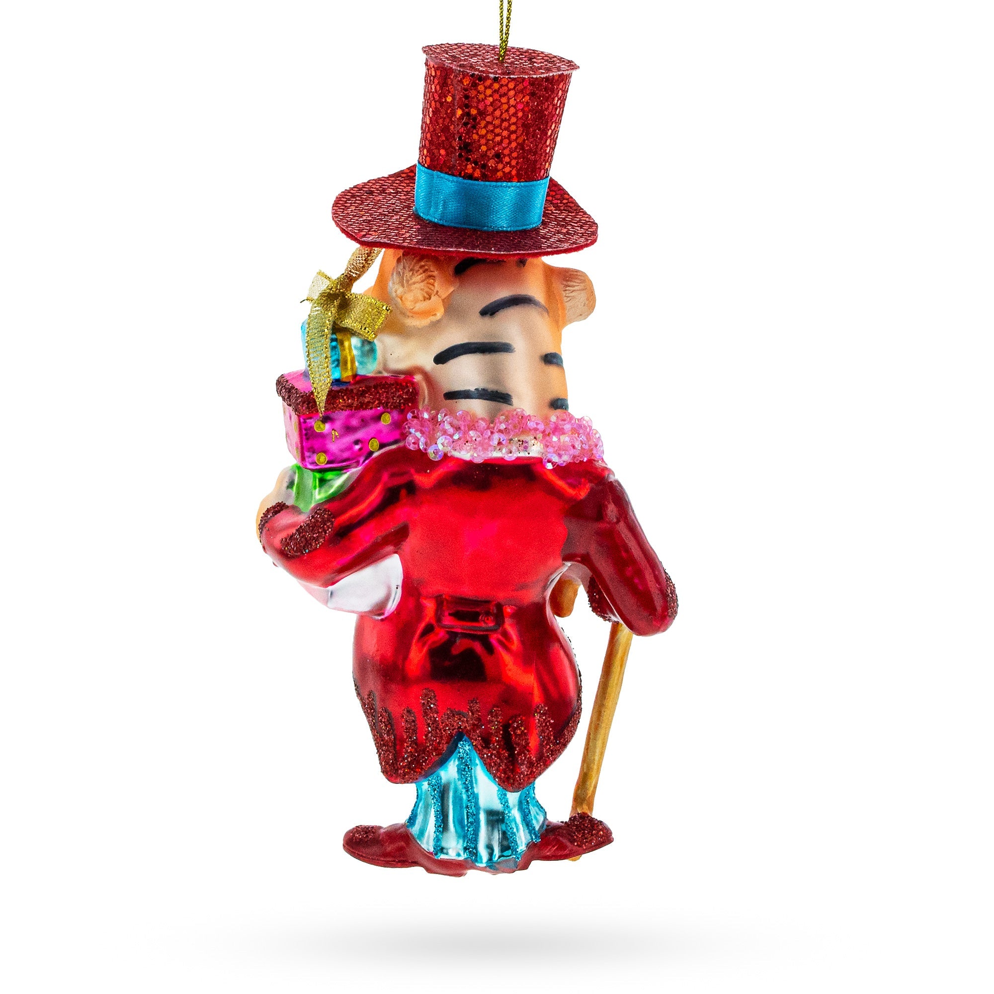 Dapper Tiger Gentleman - Blown Glass Christmas Ornament