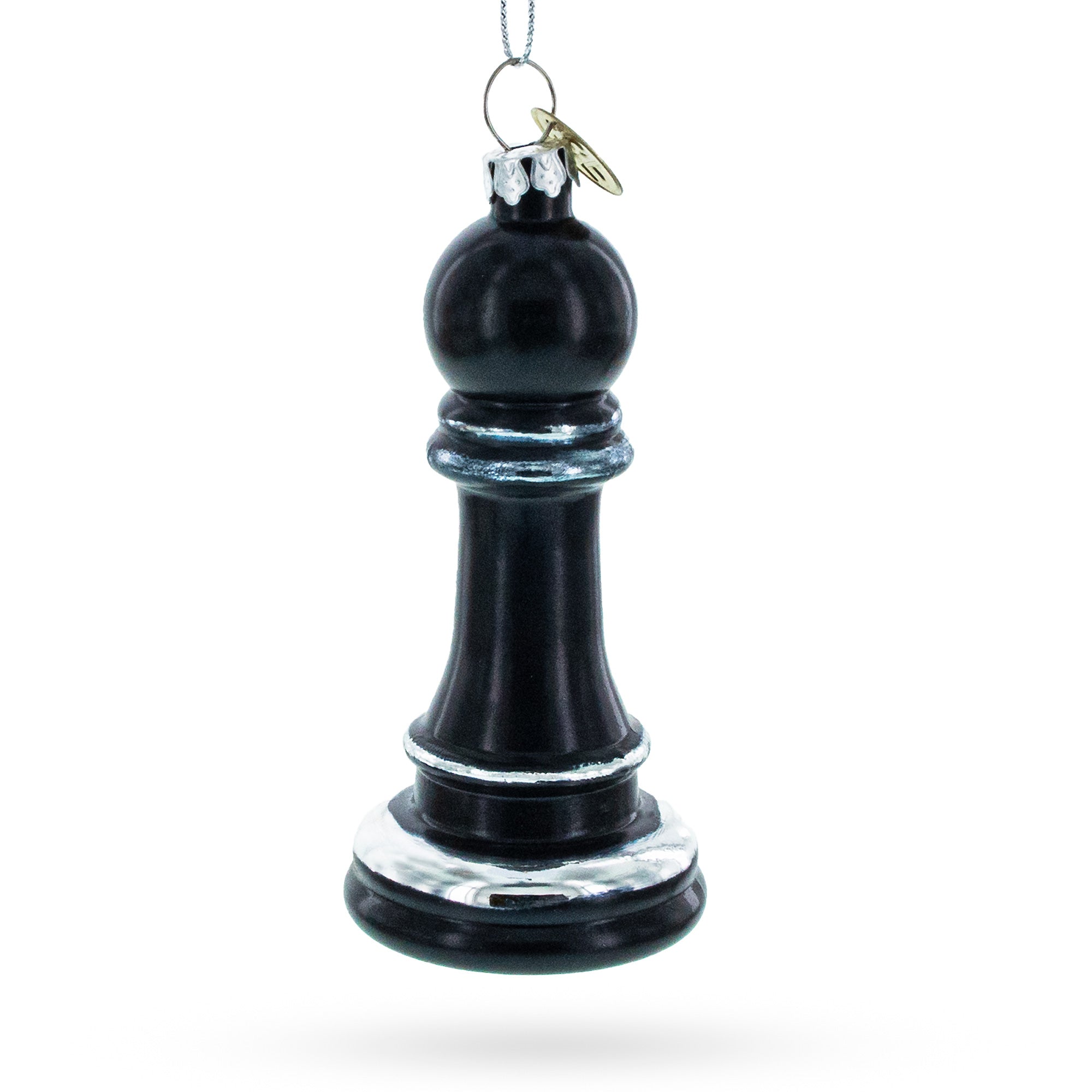 Striking Chess Black Pawn - Blown Glass Christmas Ornament