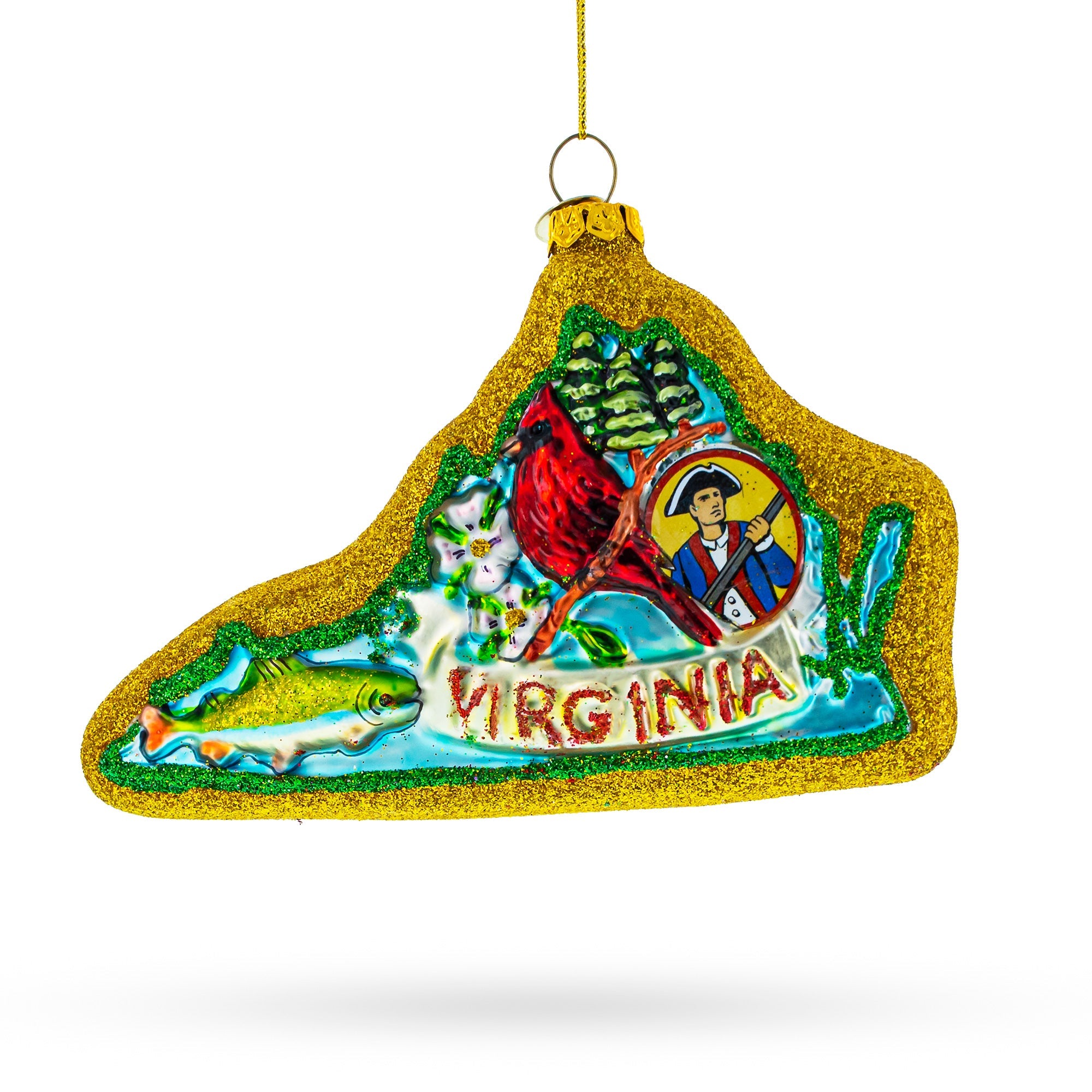 State Of Virginia, Usa - Blown Glass Christmas Ornament