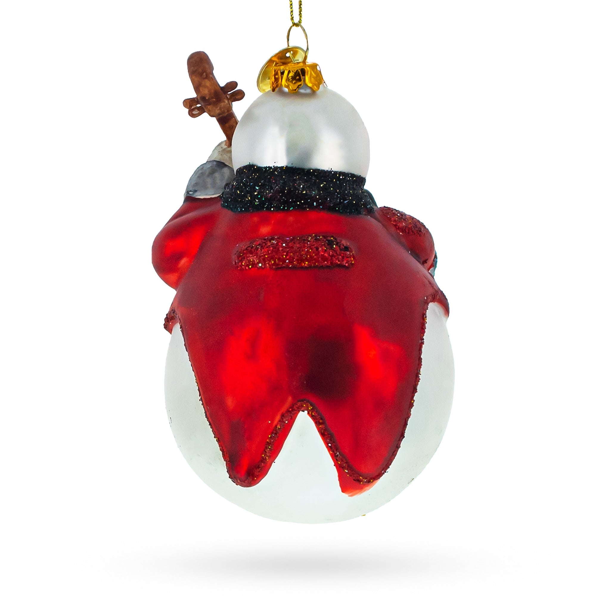 Whimsical Snowman Playing Cello - Blown Glass Christmas Ornament