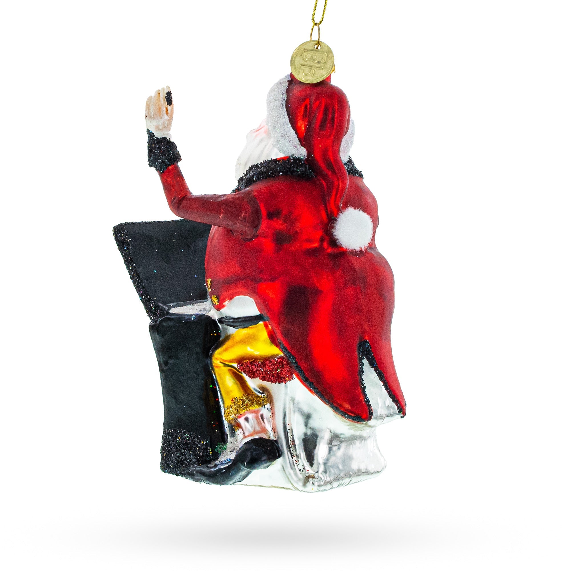 Melodious Santa Playing Piano - Blown Glass Christmas Ornament