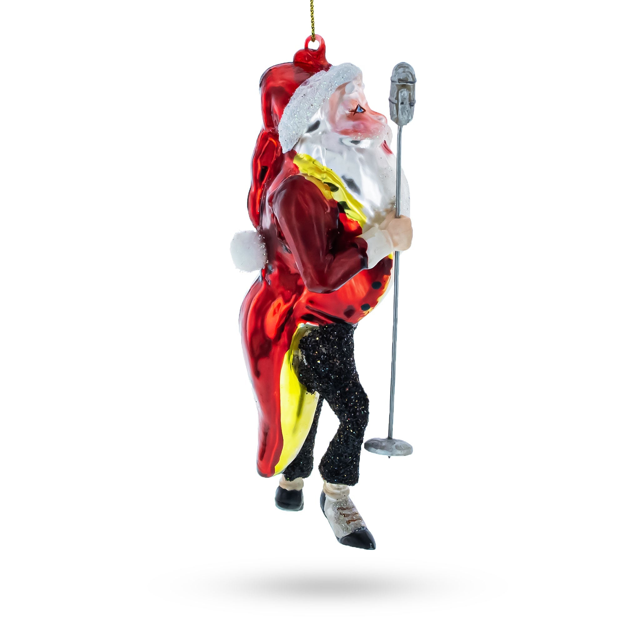 Joyful Singing Santa - Blown Glass Christmas Ornament