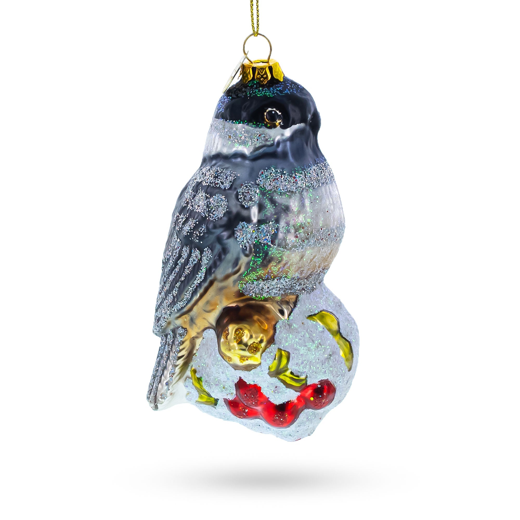 Graceful Gray Bird - Blown Glass Christmas Ornament