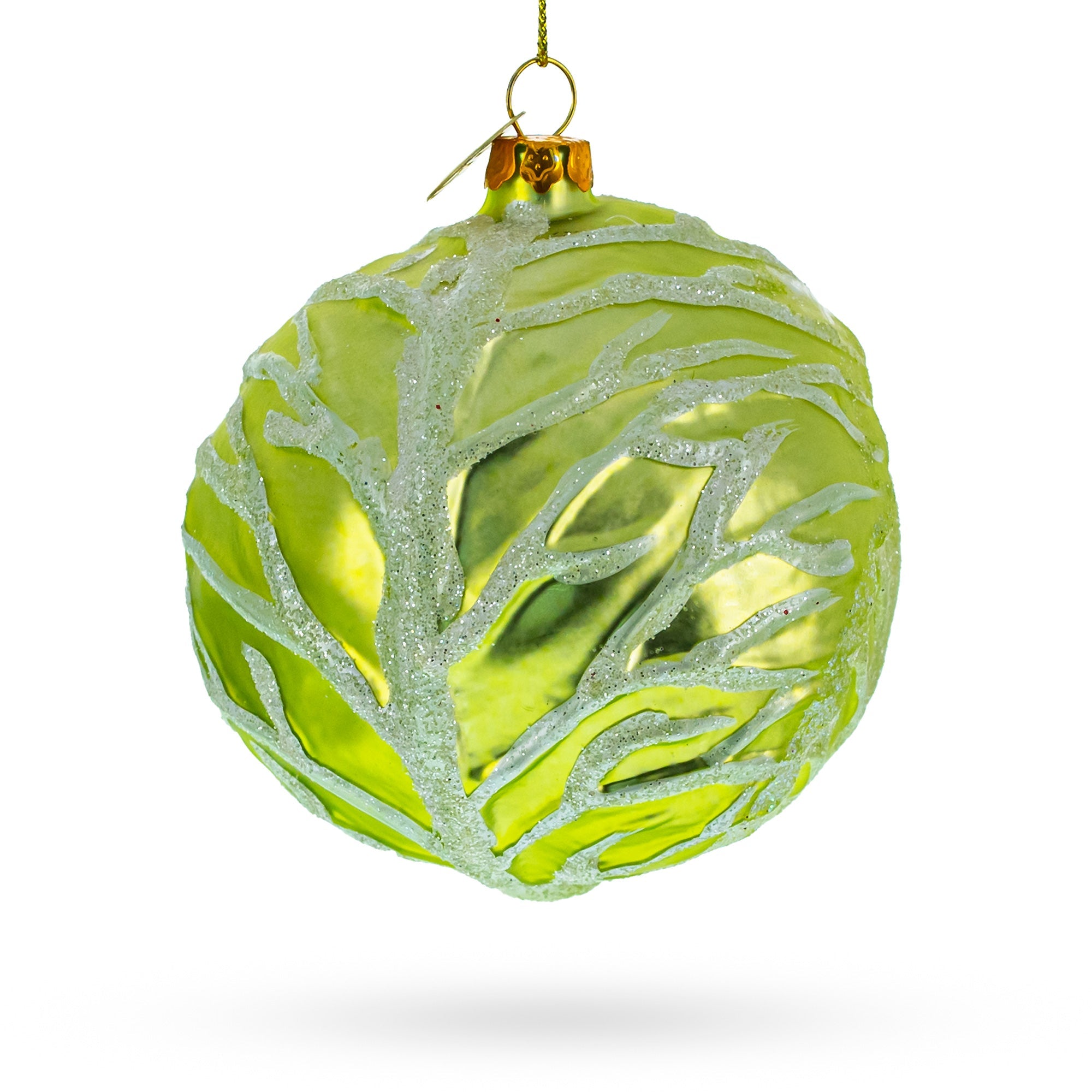 Handcrafted Green Cabbage Blown Glass Christmas Ornament