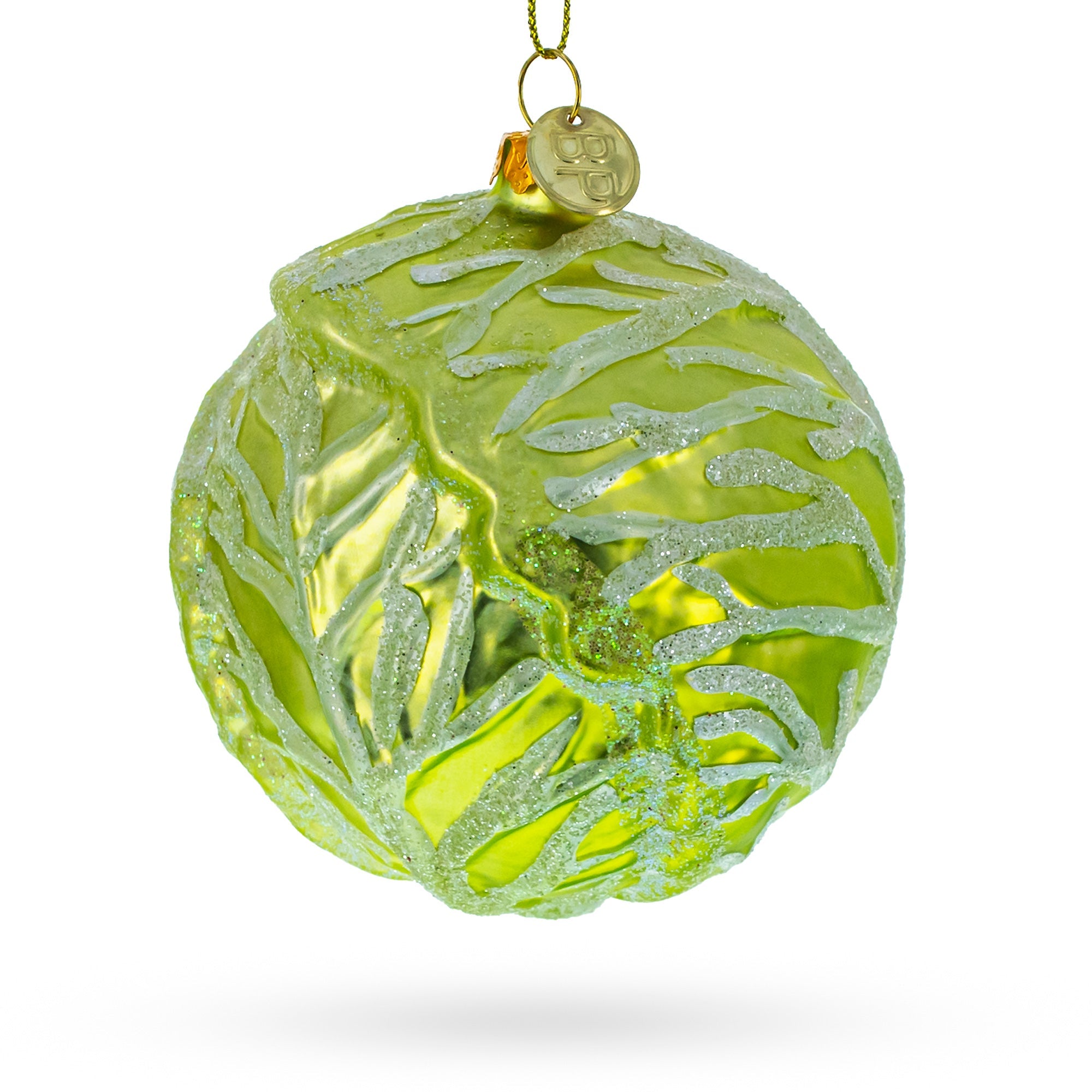 Handcrafted Green Cabbage Blown Glass Christmas Ornament