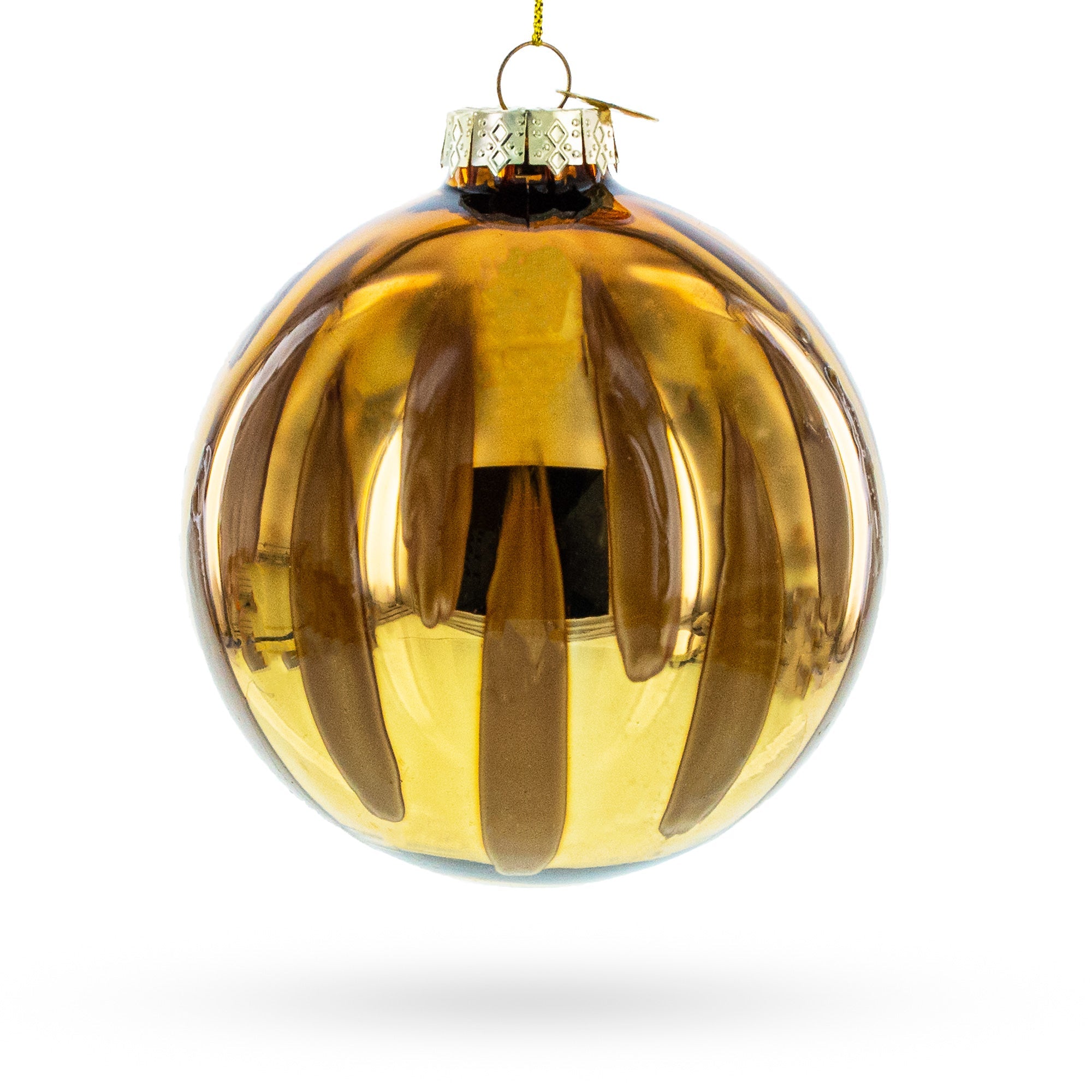 Gleaming Gold Oblong - Blown Glass Ball Christmas Ornament