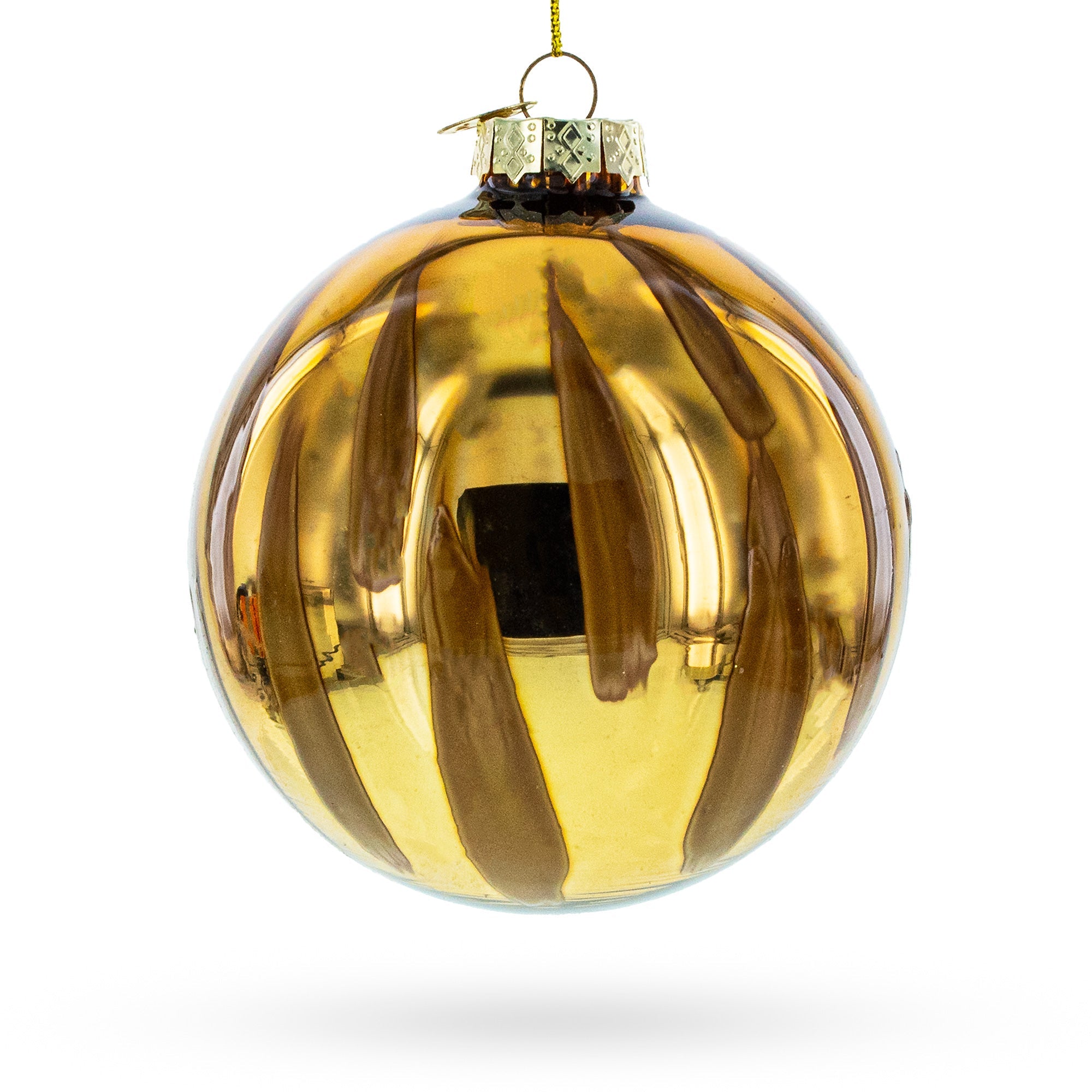 Gleaming Gold Oblong - Blown Glass Ball Christmas Ornament