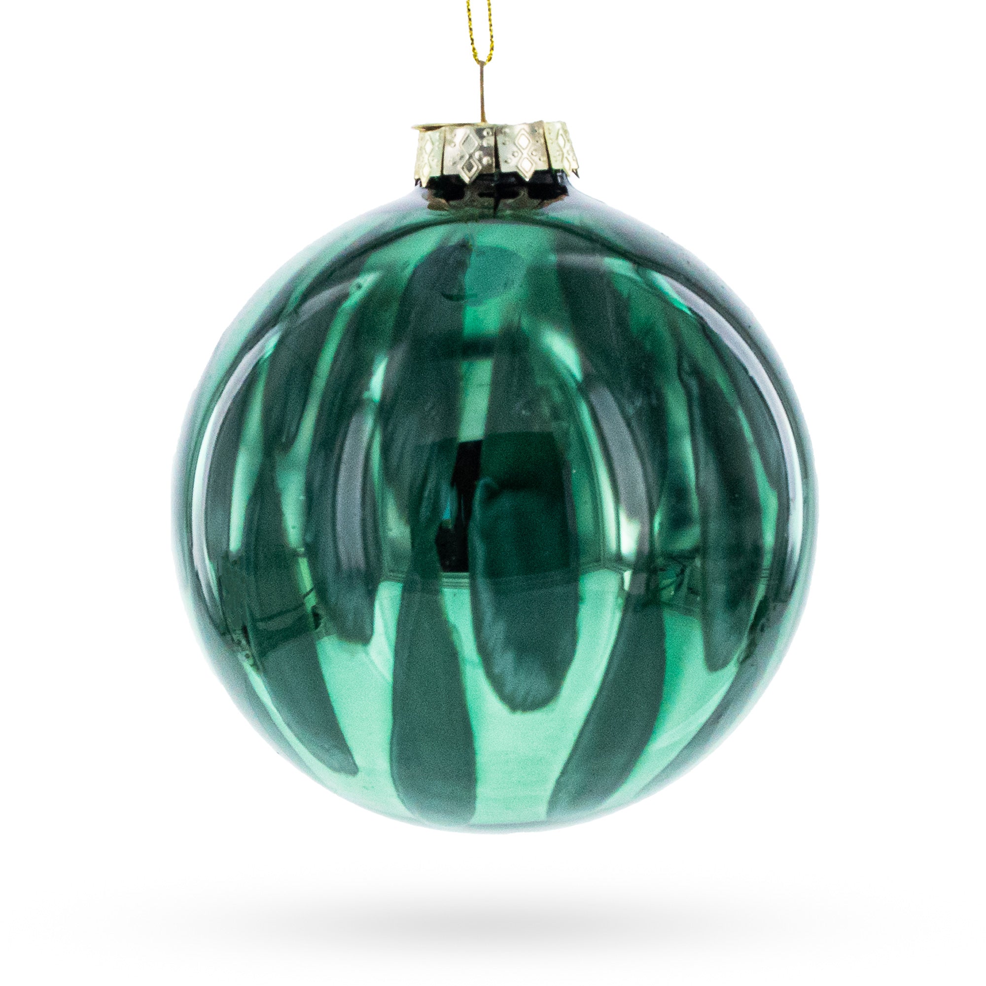 Vibrant Green Oblong - Blown Glass Christmas Ornament