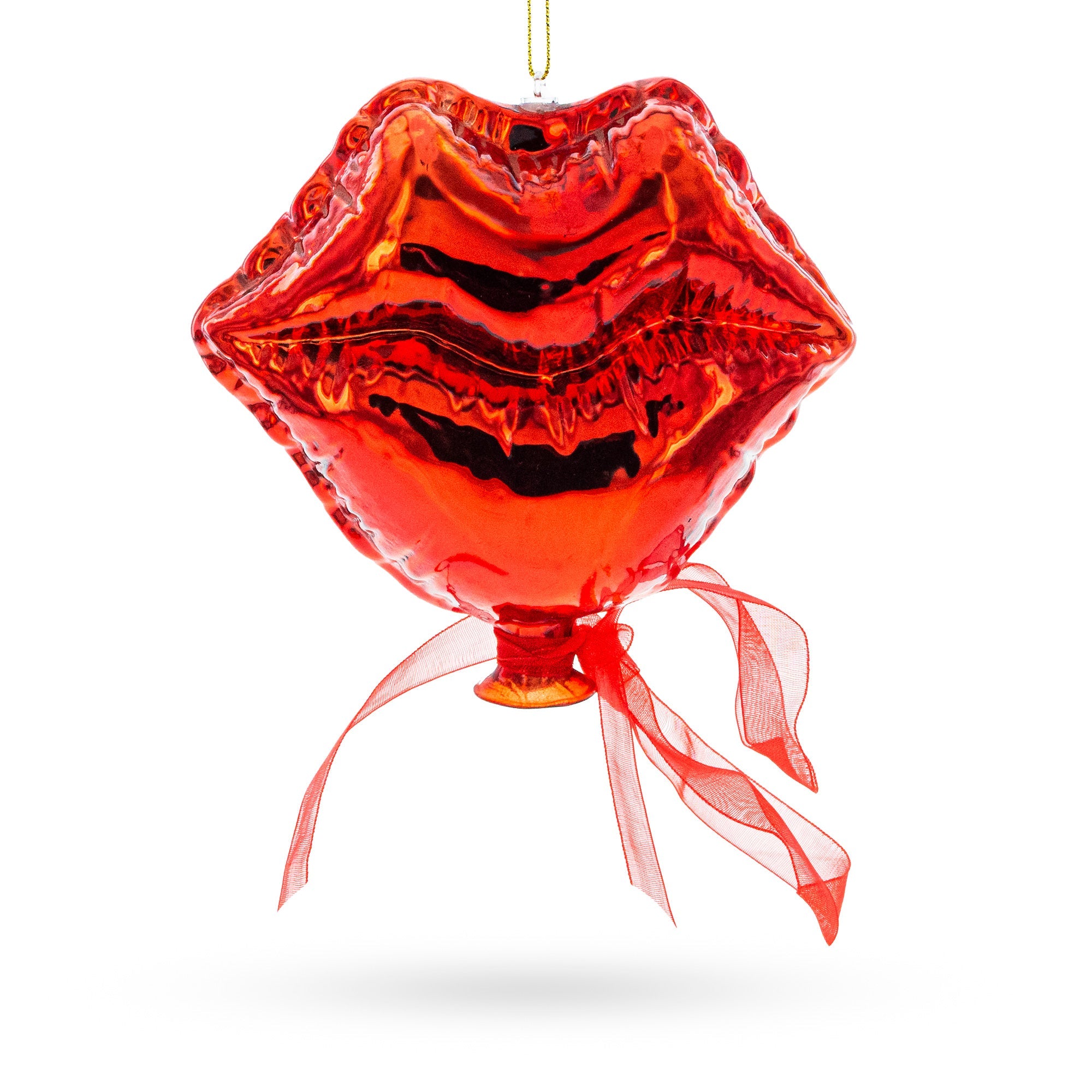 Sultry Red Lips - Blown Glass Christmas Ornament