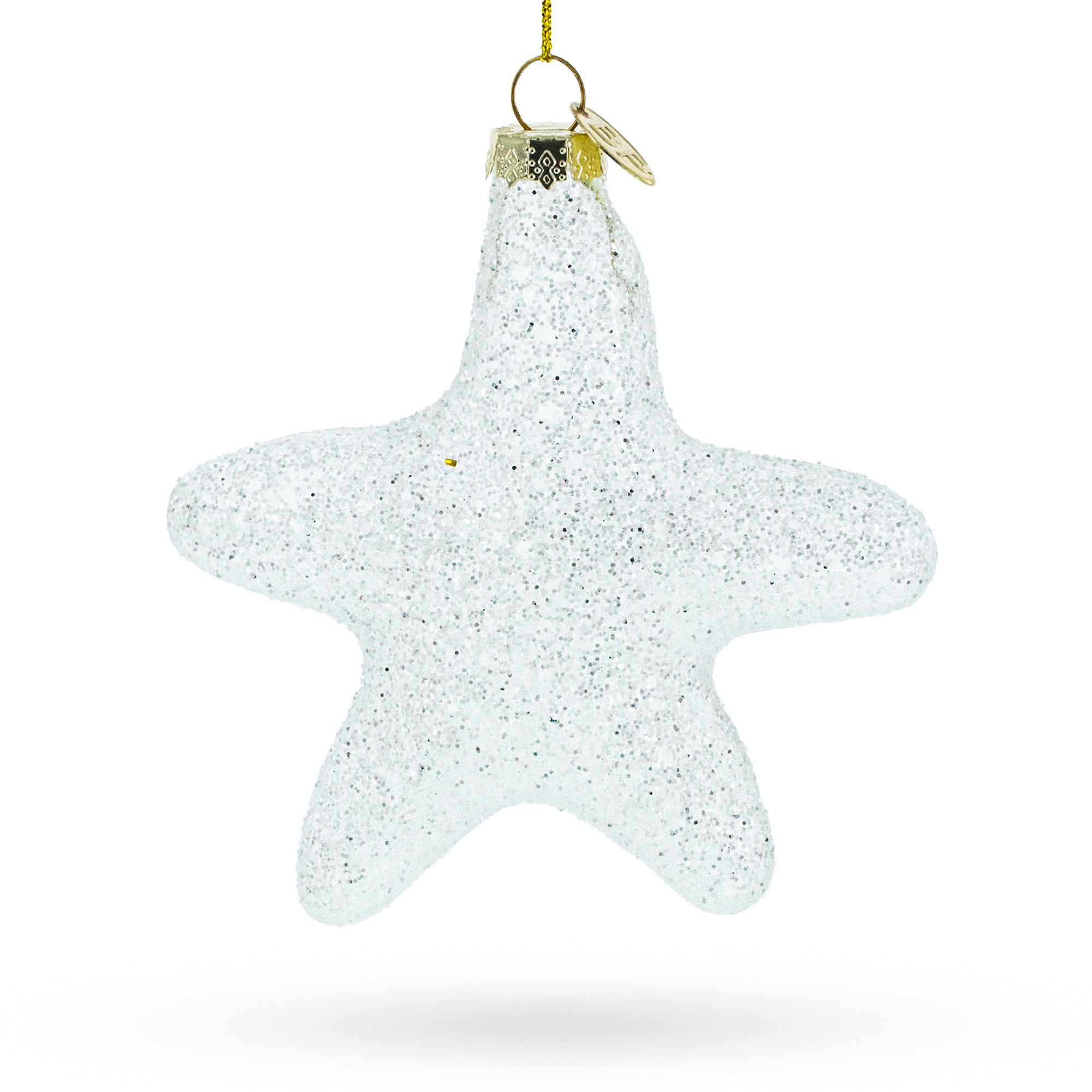 Radiant White Star "love" - Blown Glass Christmas Ornament