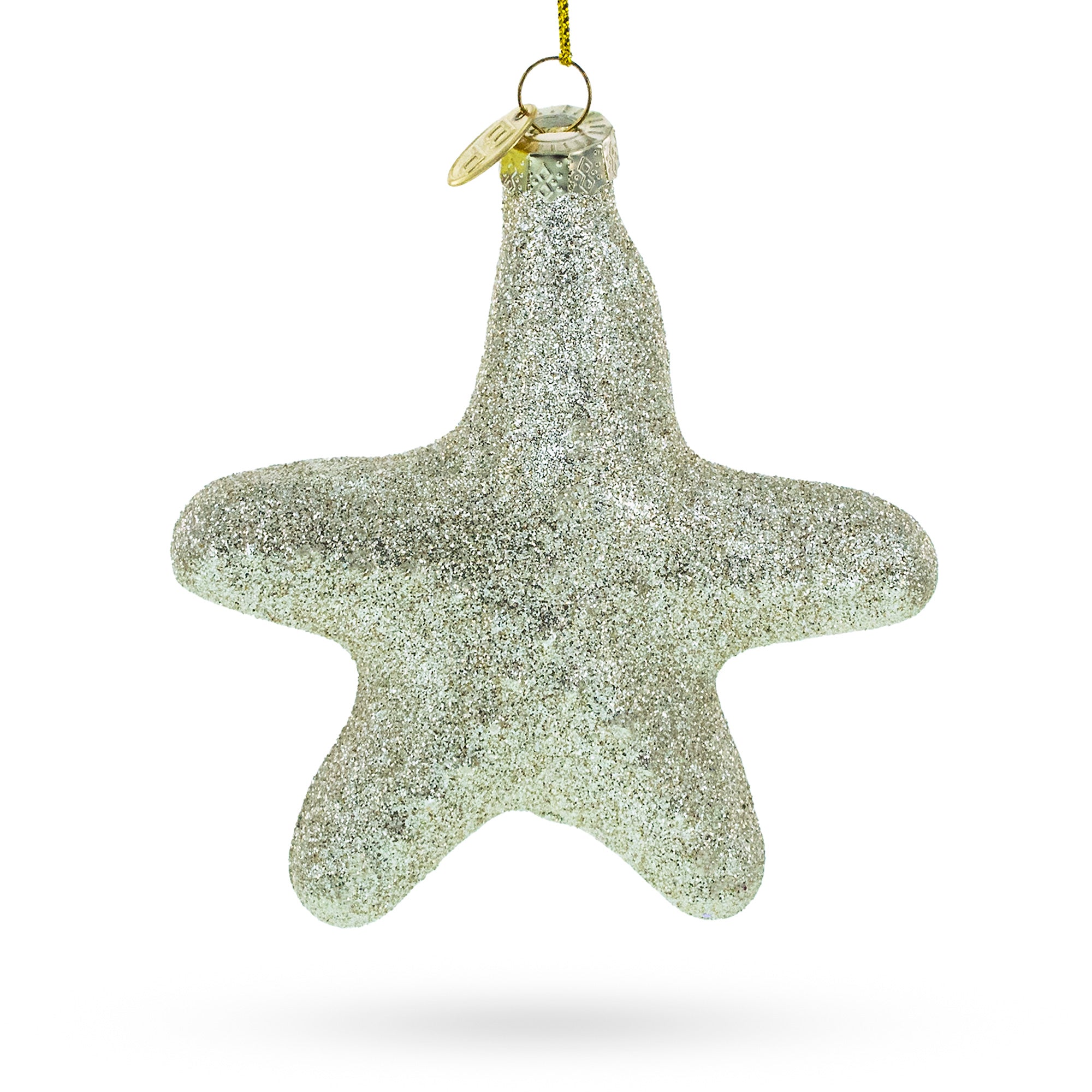 Golden Gleaming Star "joy" - Blown Glass Christmas Ornament