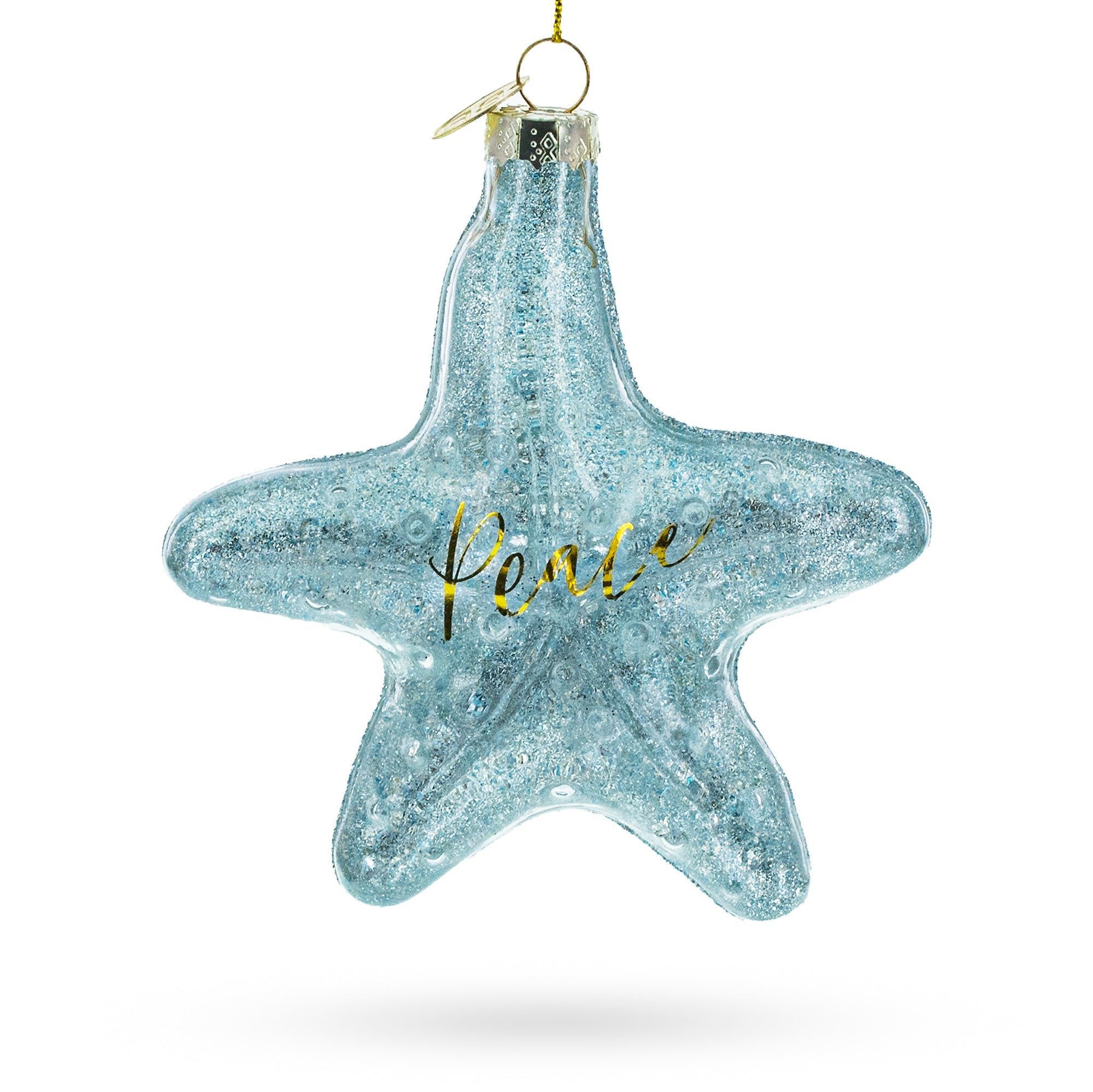 Blue Shiny Star "piece" - Blown Glass Christmas Ornament