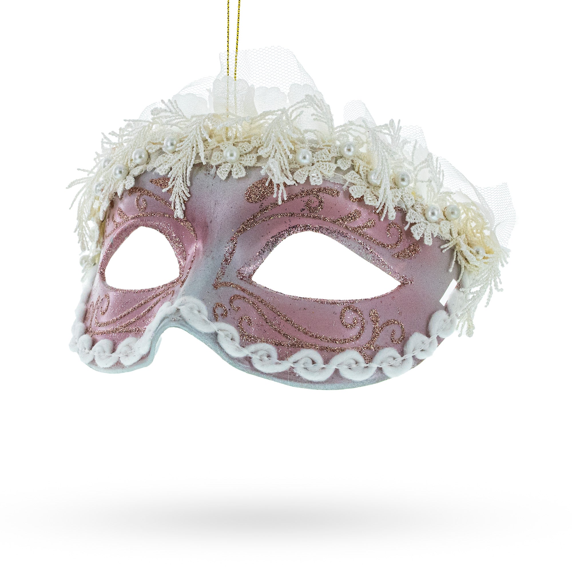 Whimsical Carnival Mask - Blown Glass Christmas Ornament