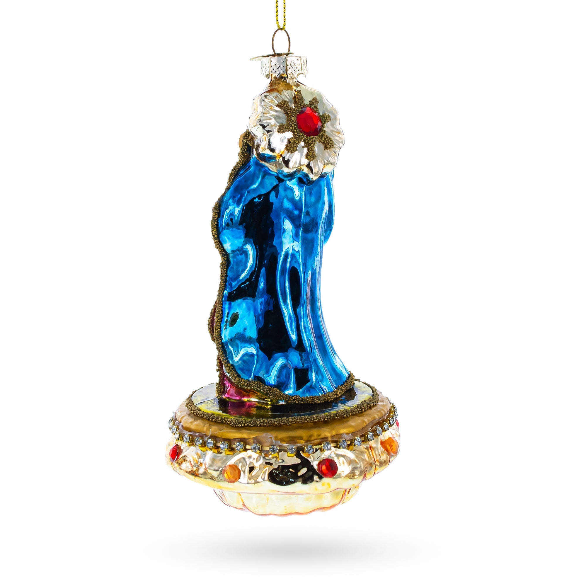 Reverent Virgin Mary With Baby Jesus - Blown Glass Christmas Ornament