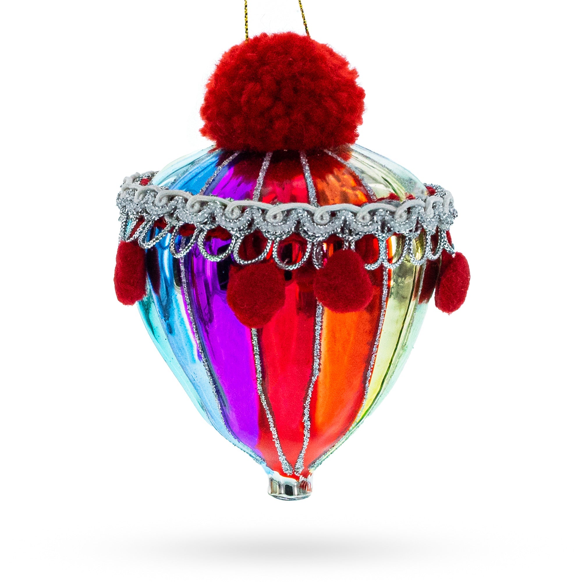 Vibrant Carnival Balloon - Blown Glass Christmas Ornament