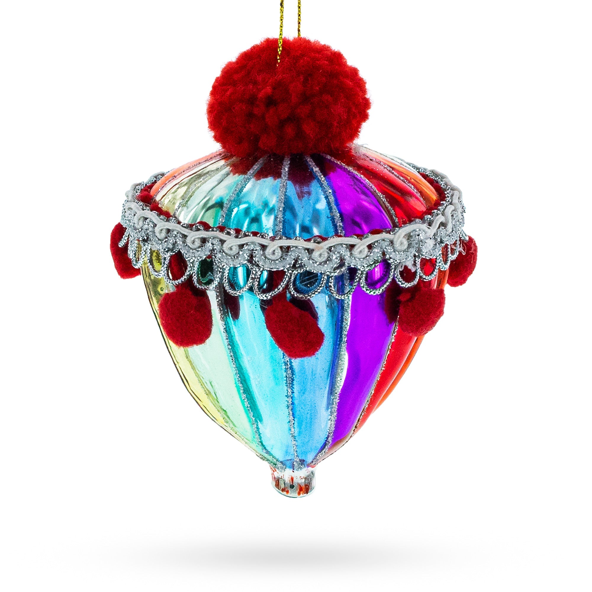 Vibrant Carnival Balloon - Blown Glass Christmas Ornament