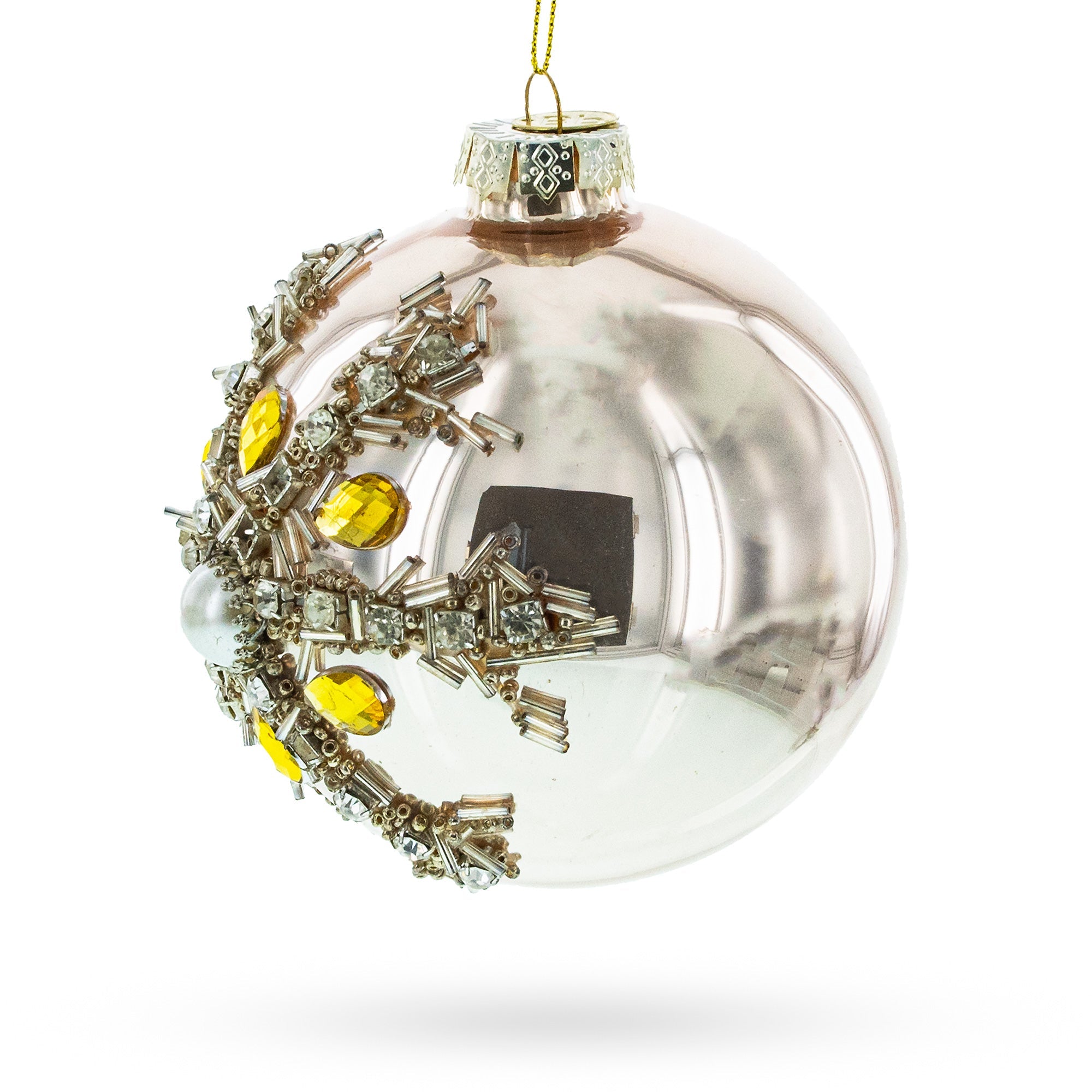 Dazzling Jeweled Star Glass - Blown Ball Christmas Ornament