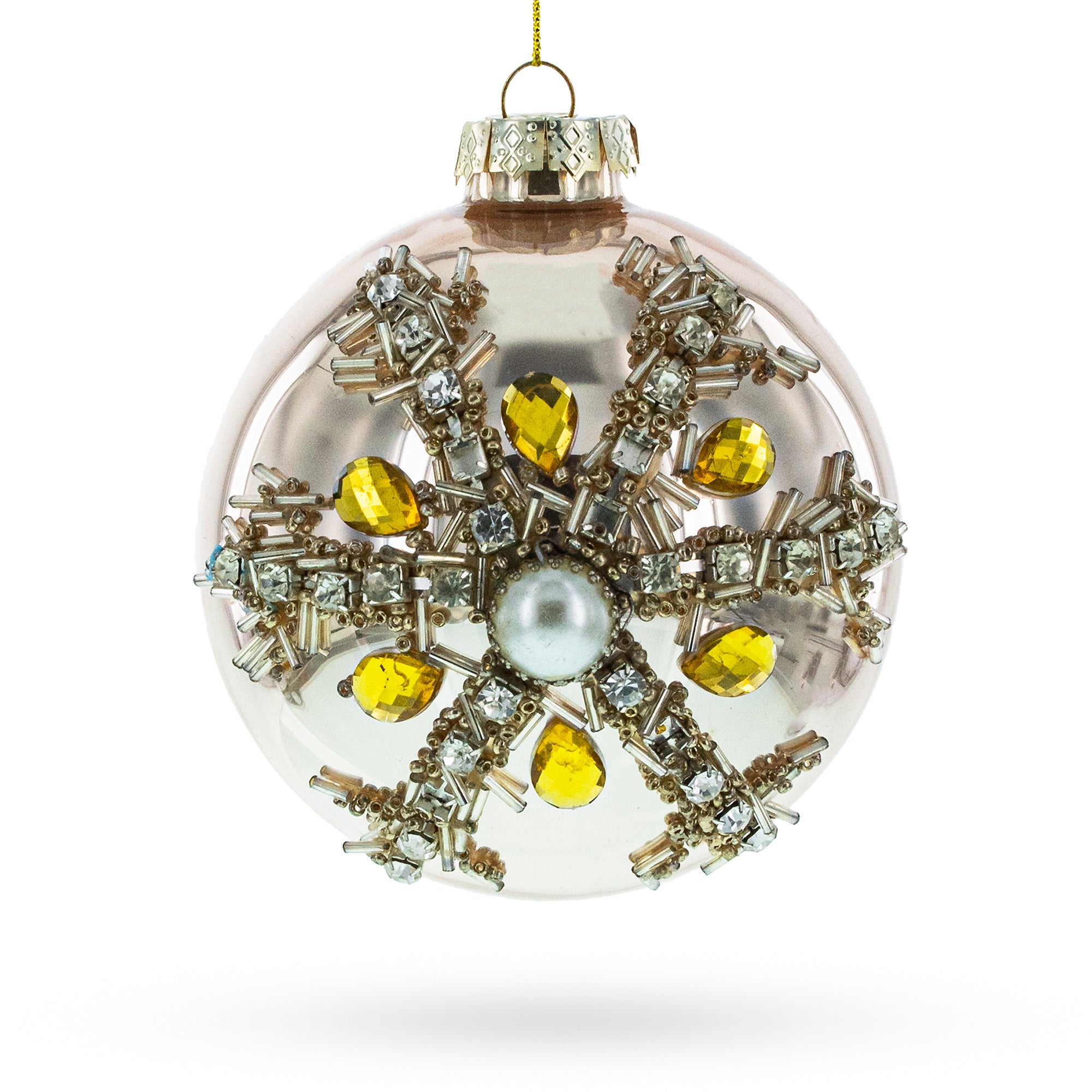 Dazzling Jeweled Star Glass - Blown Ball Christmas Ornament