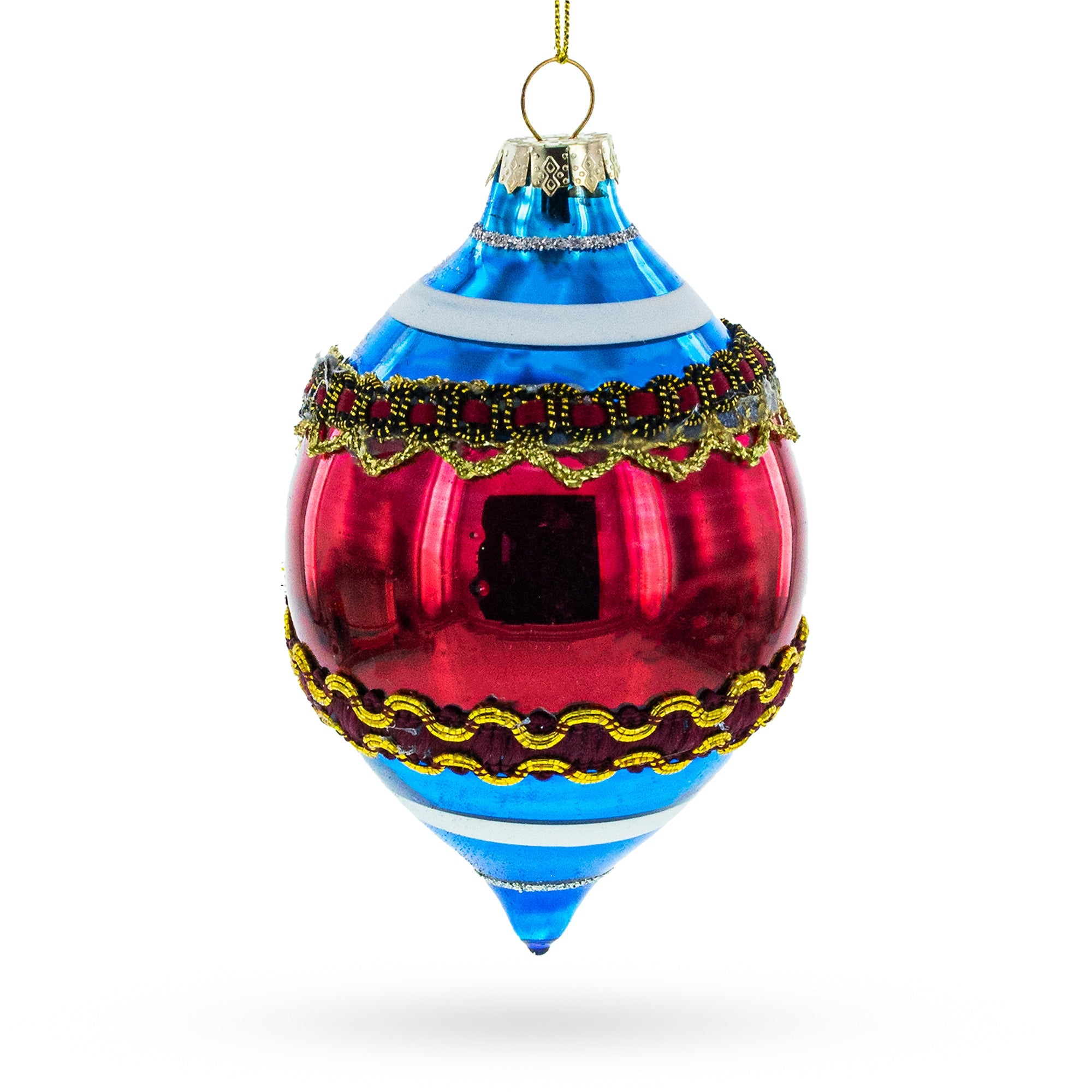 Retro Reflection Blue - Retro-inspired Blown Glass Christmas Ornament