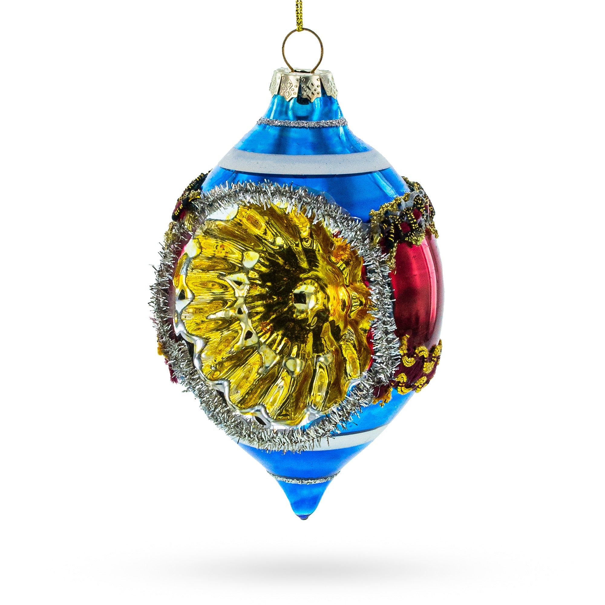 Retro Reflection Blue - Retro-inspired Blown Glass Christmas Ornament