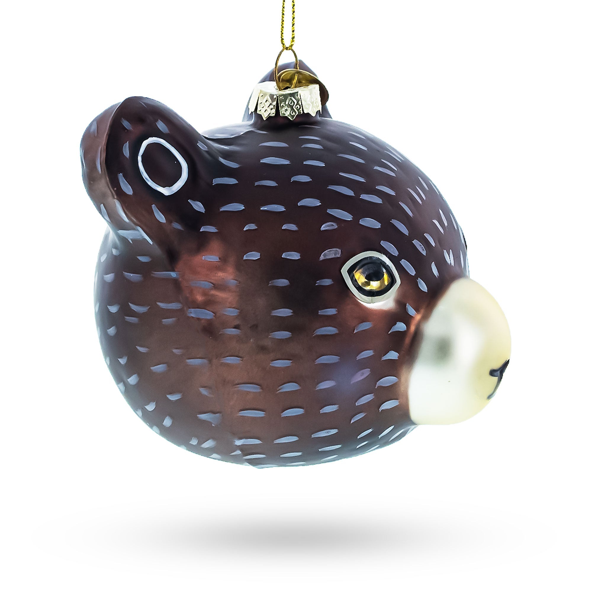 Bear Head - Whimsical Blown Glass Christmas Ornament