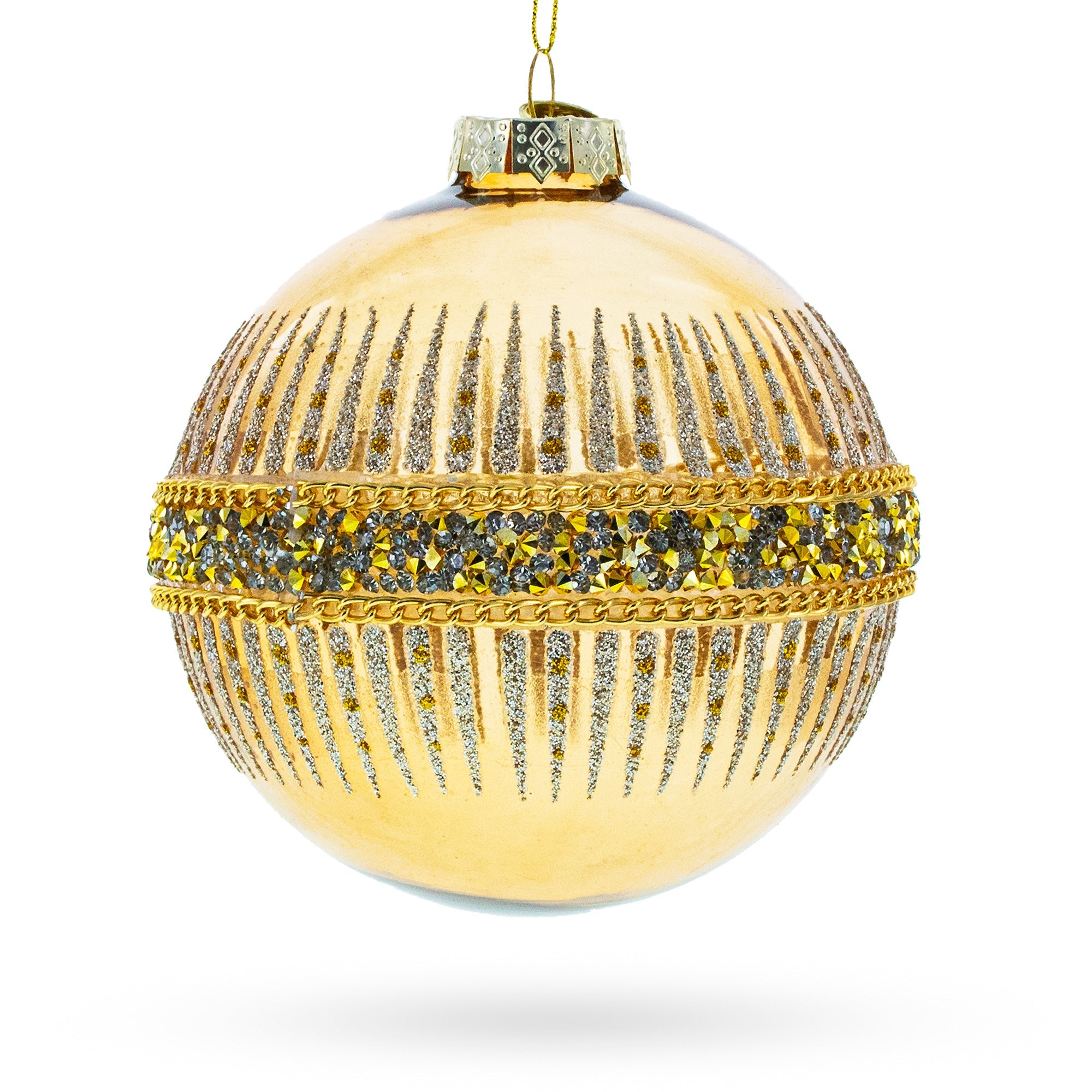 Glittering Gold Blown Glass Christmas Ornament