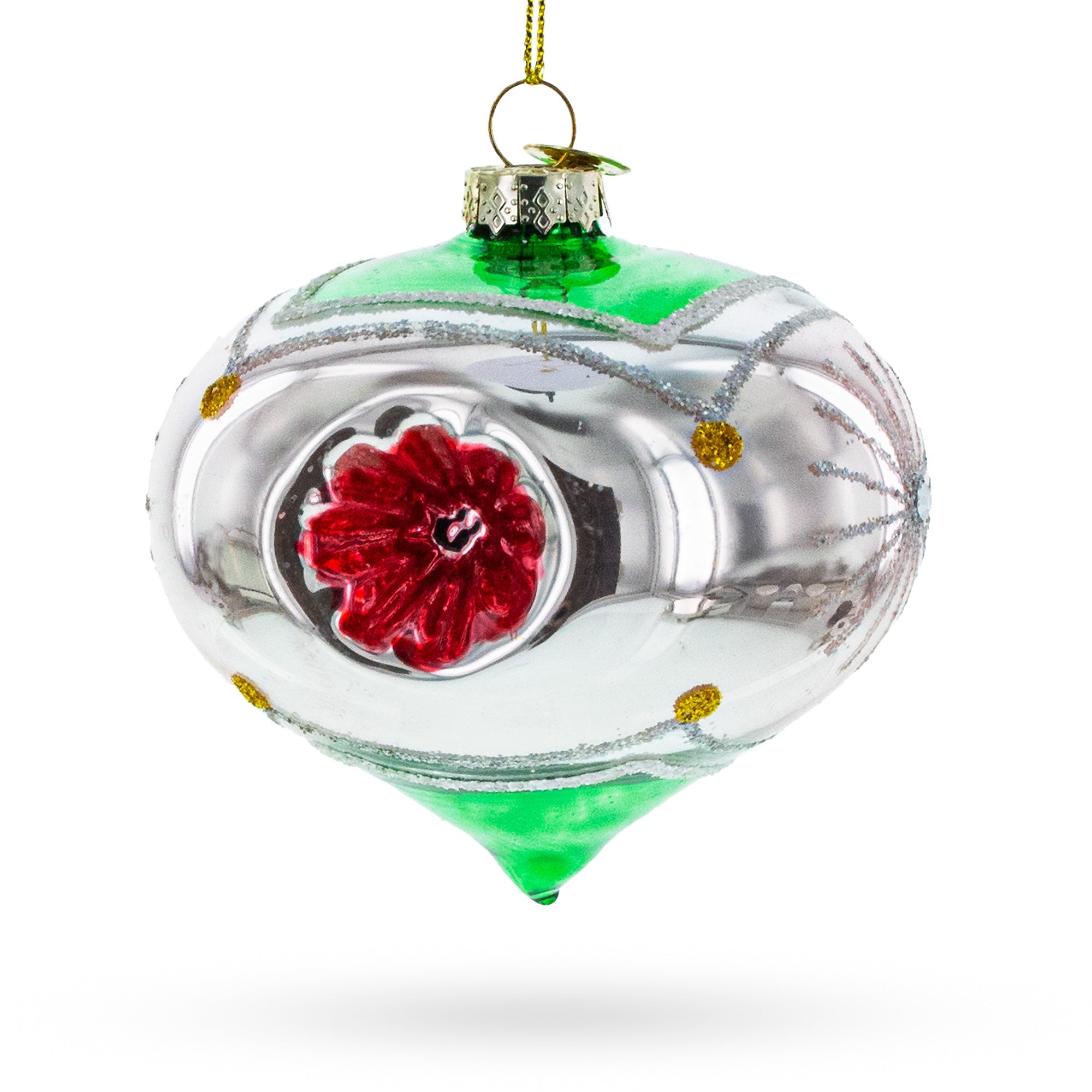 Vintage-style Tear Drop Indented - Timeless Blown Glass Christmas Ornament