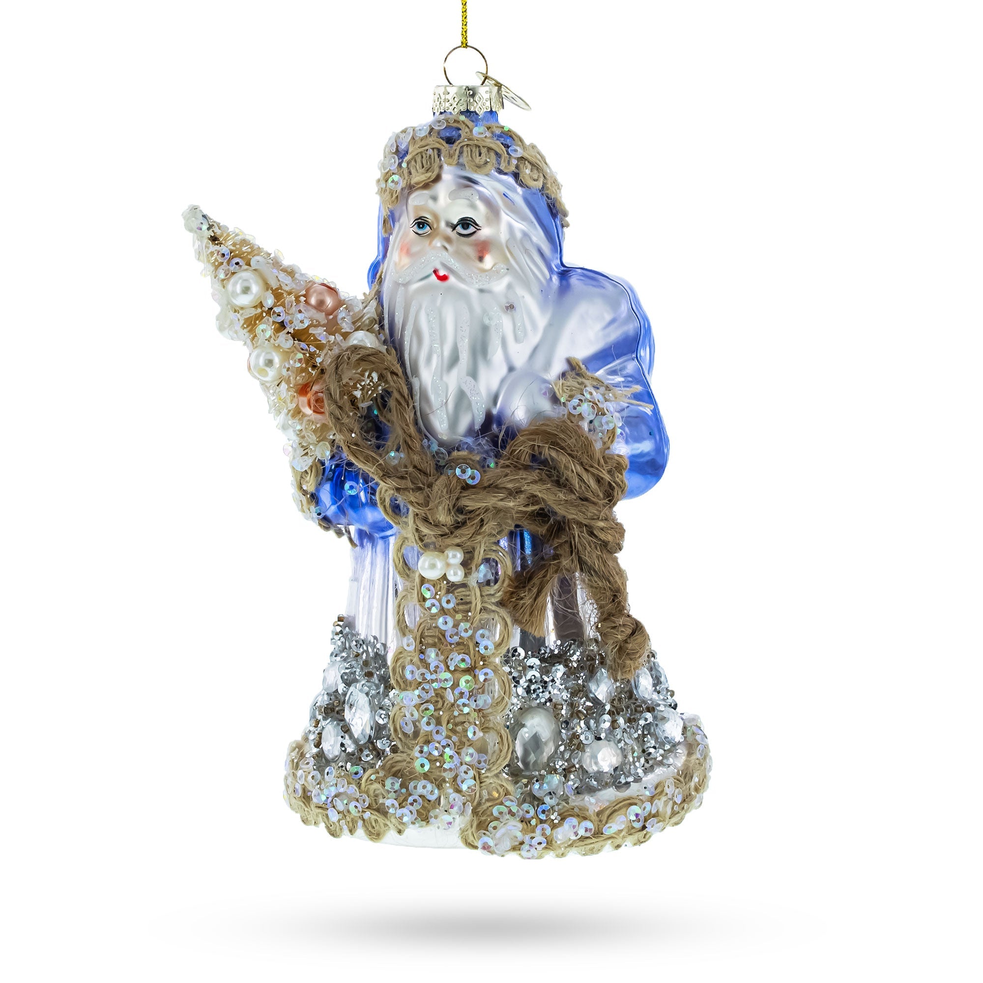 Did Moroz With Rope - Unique Blown Glass Christmas Ornament