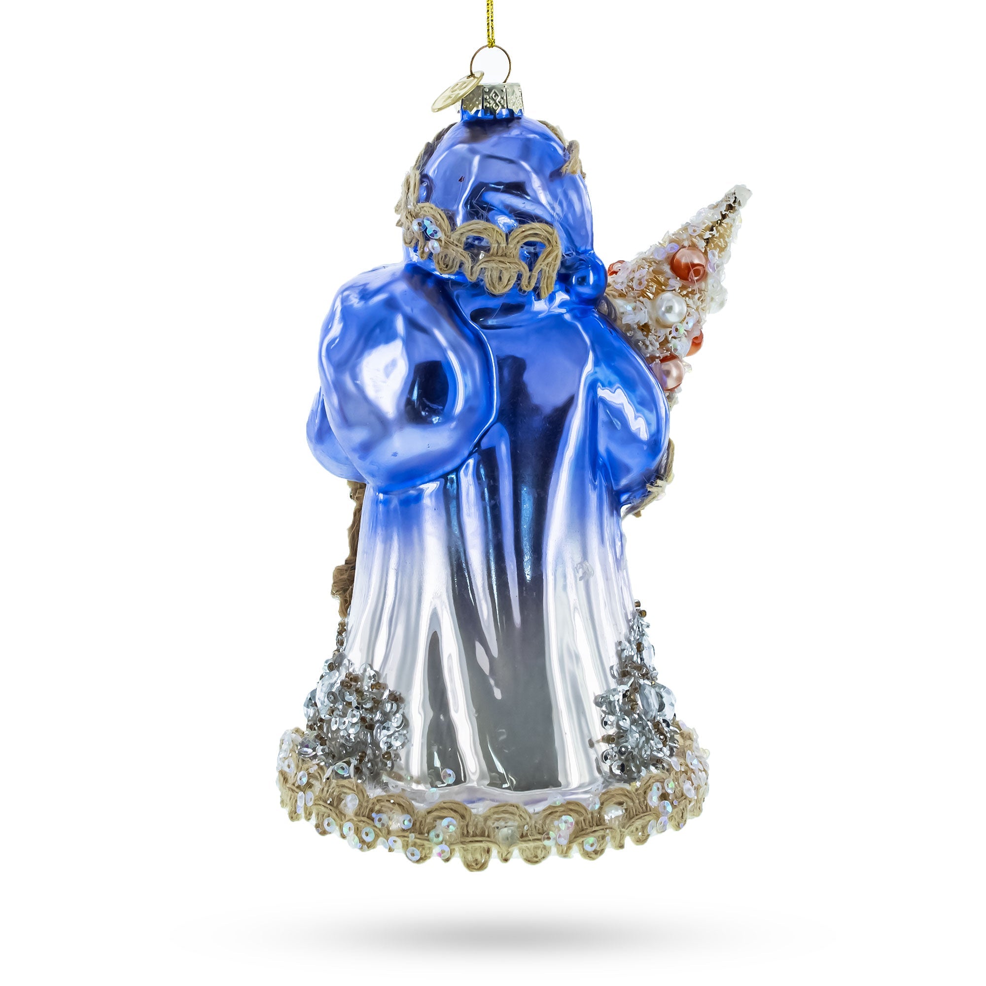 Did Moroz With Rope - Unique Blown Glass Christmas Ornament