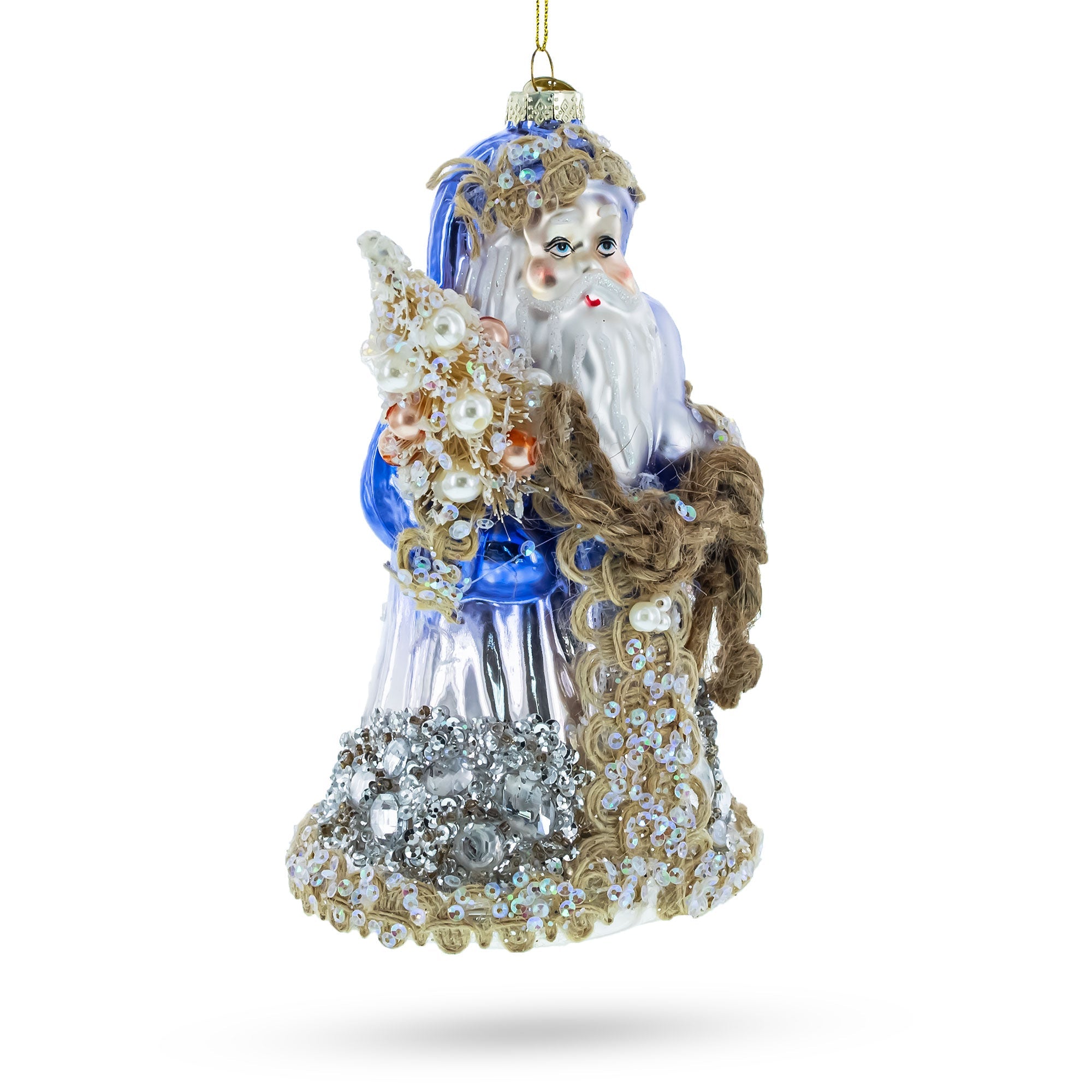 Did Moroz With Rope - Unique Blown Glass Christmas Ornament