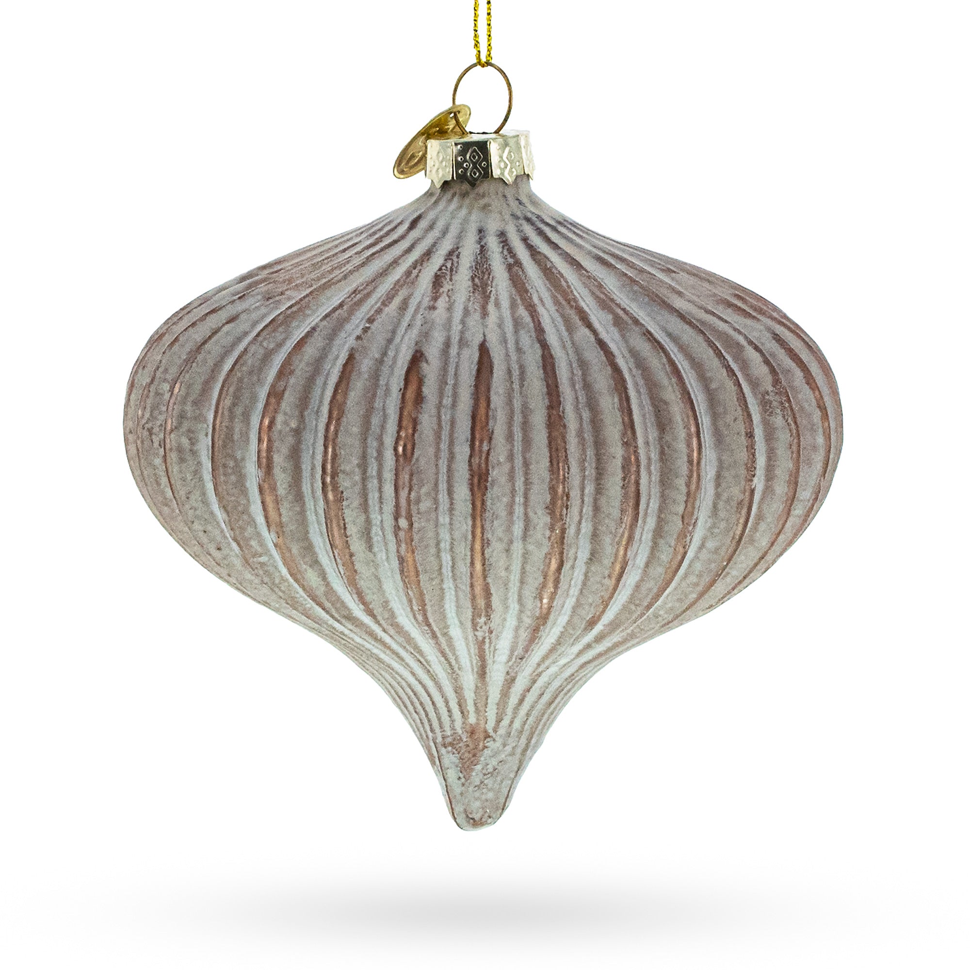 Ribbed Matte Onion - Sophisticated Blown Glass Christmas Ornament