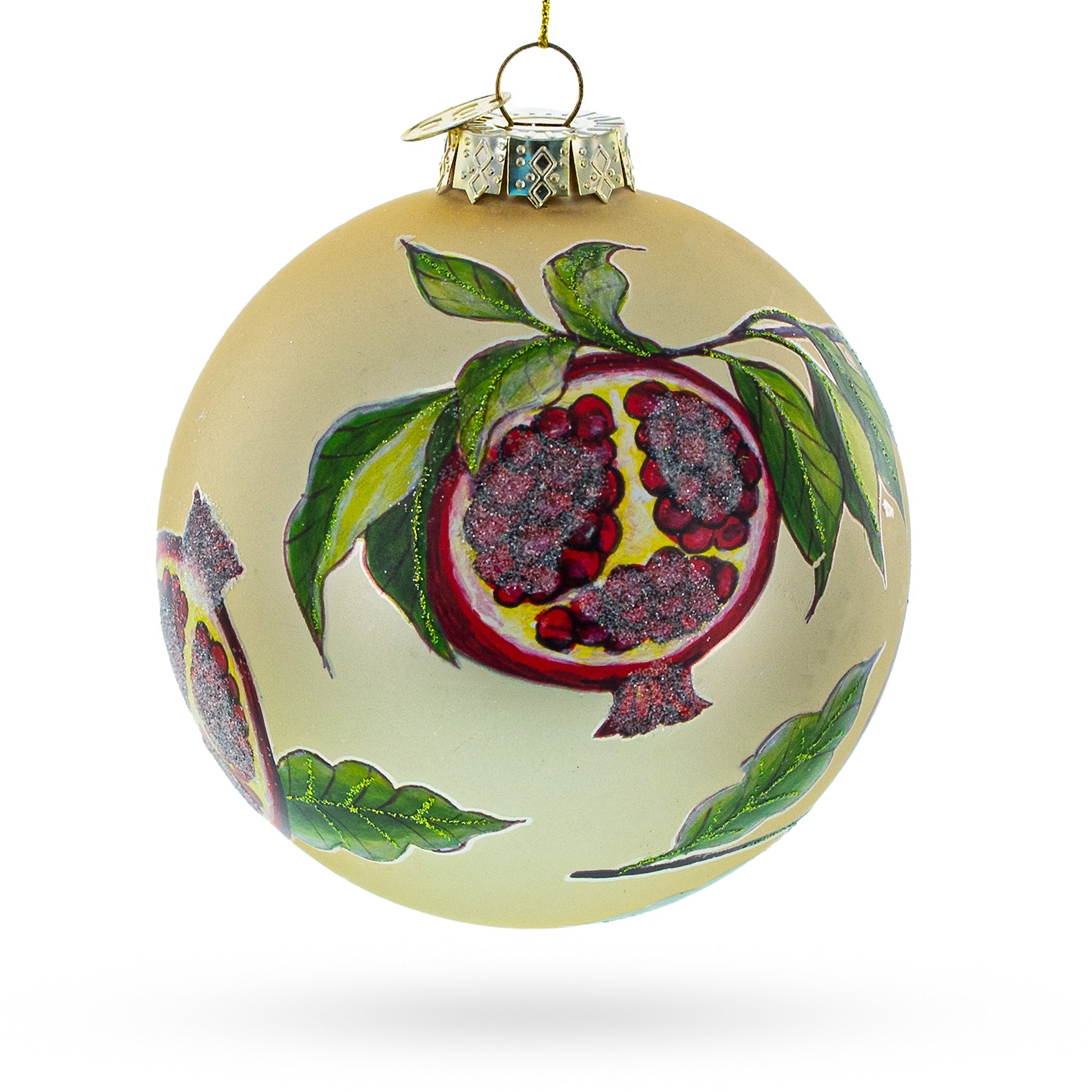 Pomegranate Design - Vibrant Blown Glass Ball Christmas Ornament