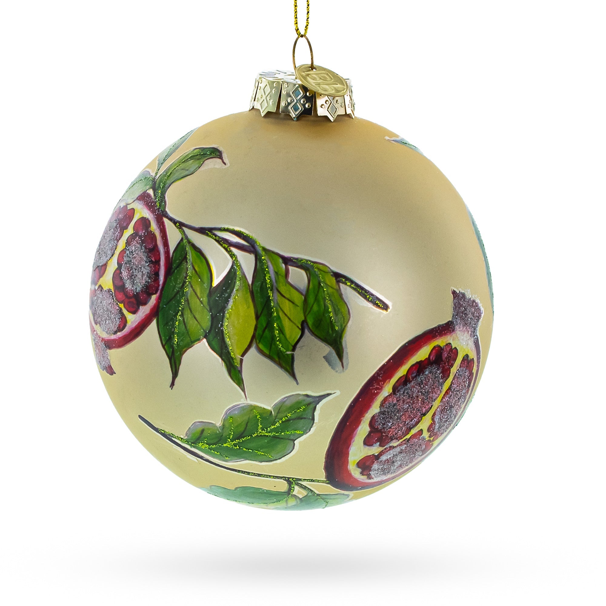 Pomegranate Design - Vibrant Blown Glass Ball Christmas Ornament