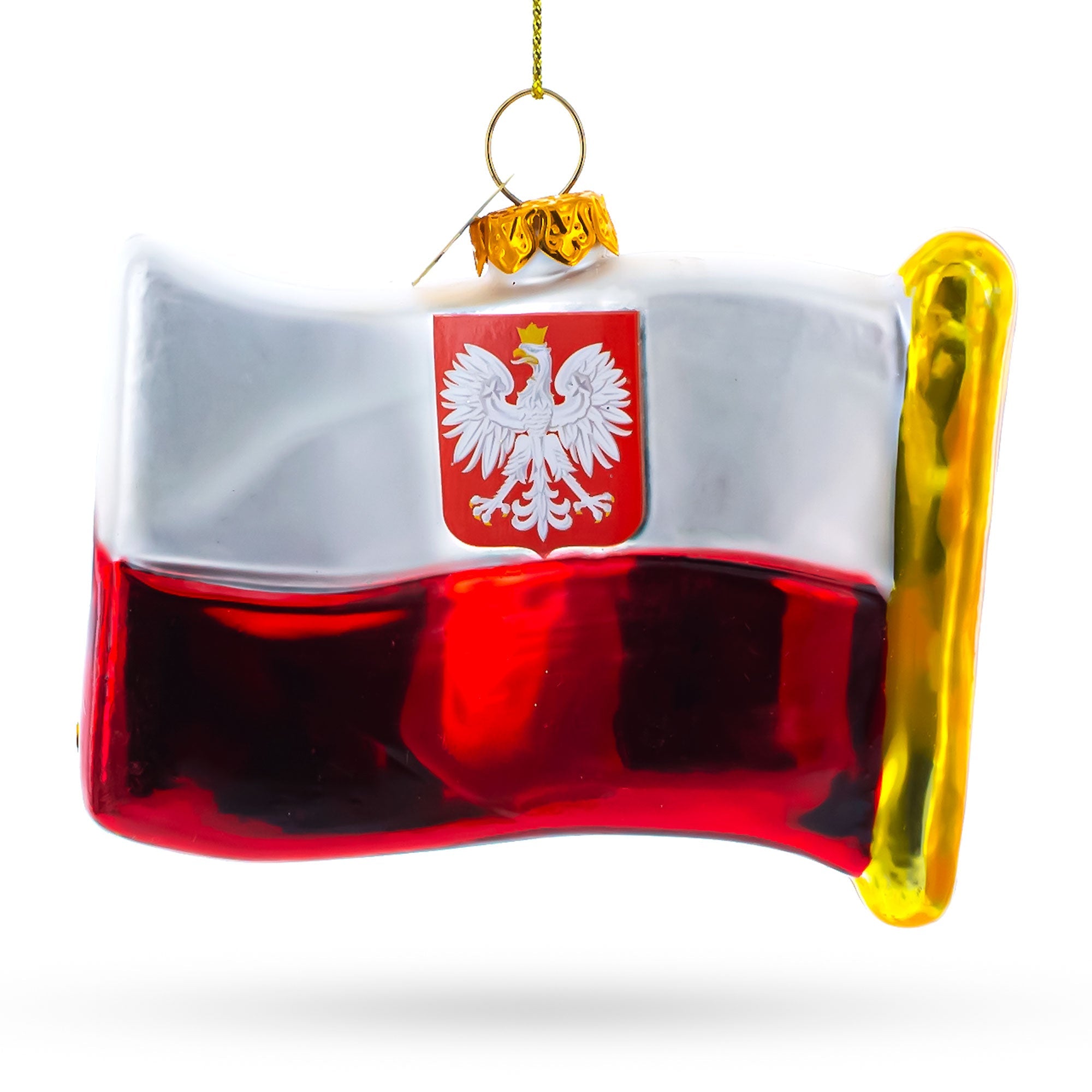 Flag Of Poland - Blown Glass Christmas Ornament