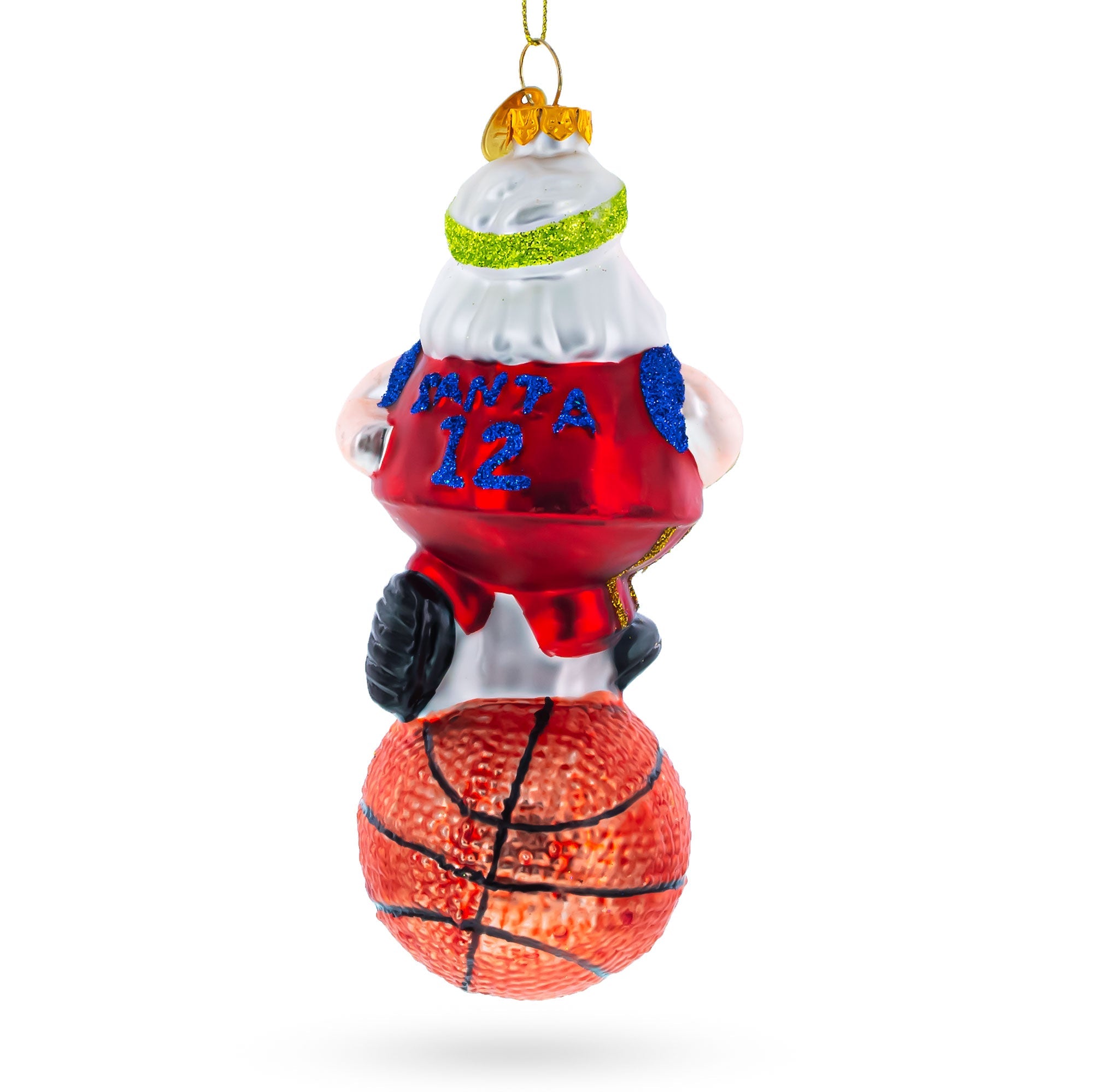 Santa The Basketball Player - Blown Glass Christmas Ornament