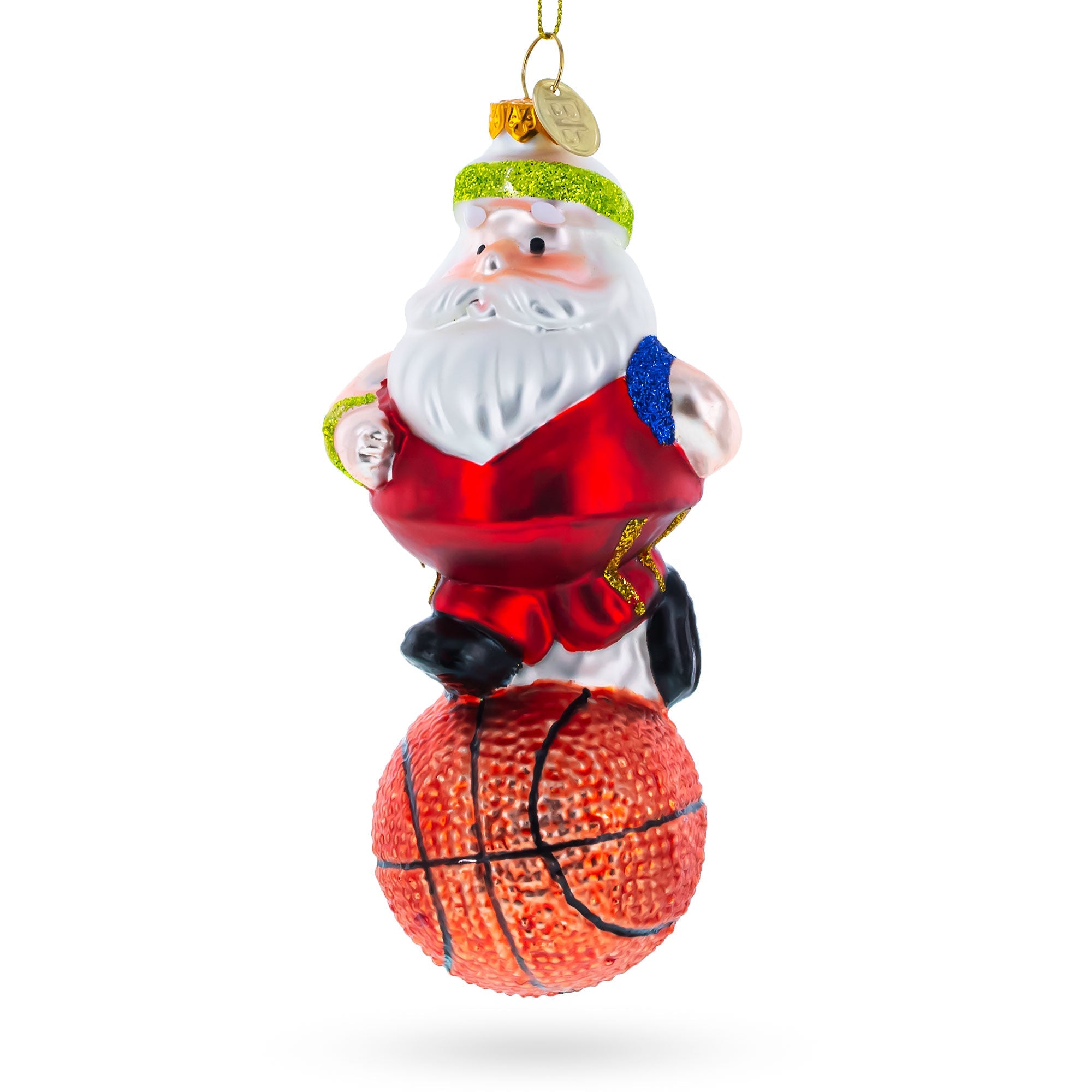 Santa The Basketball Player - Blown Glass Christmas Ornament