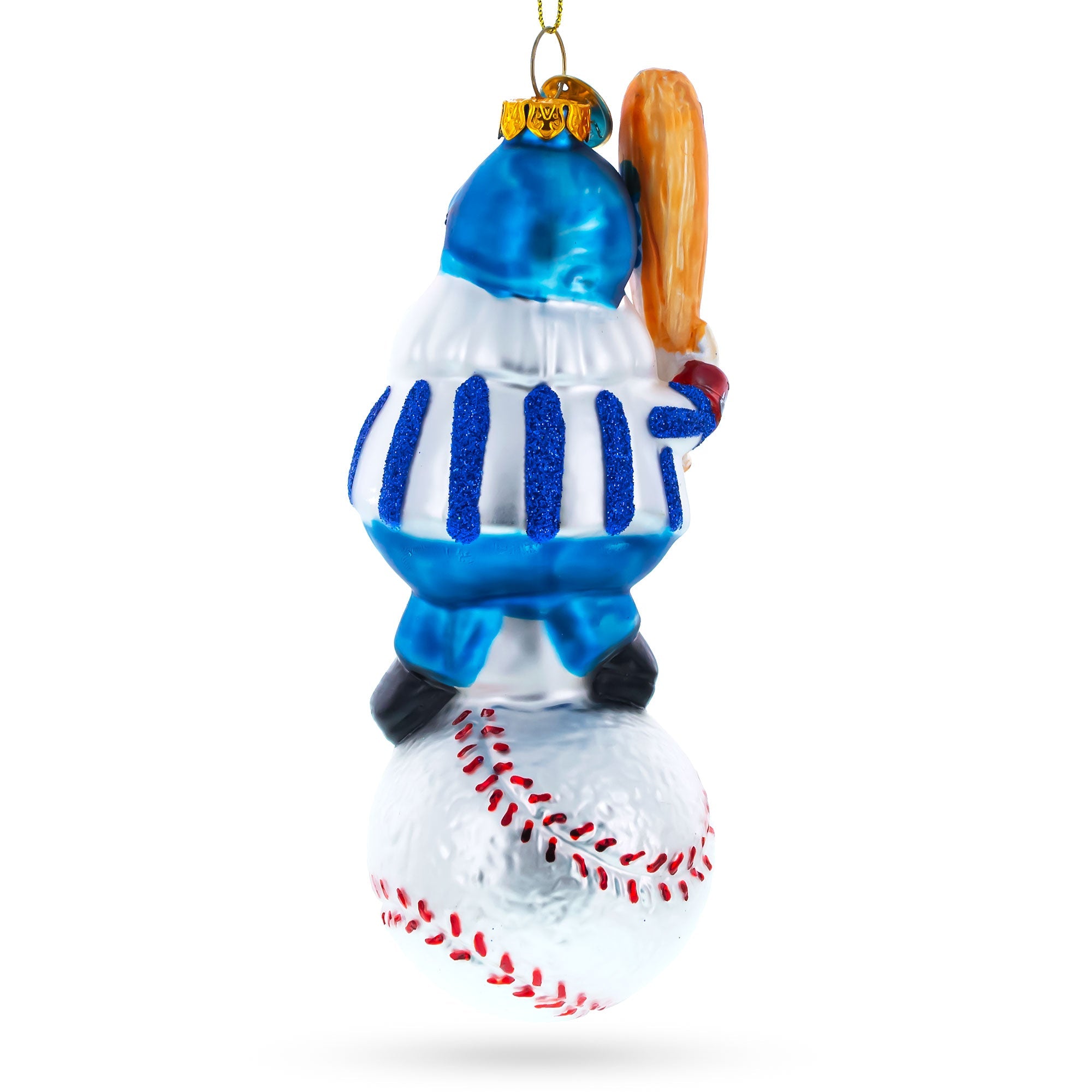 Santa The Baseball Player - Blown Glass Christmas Ornament