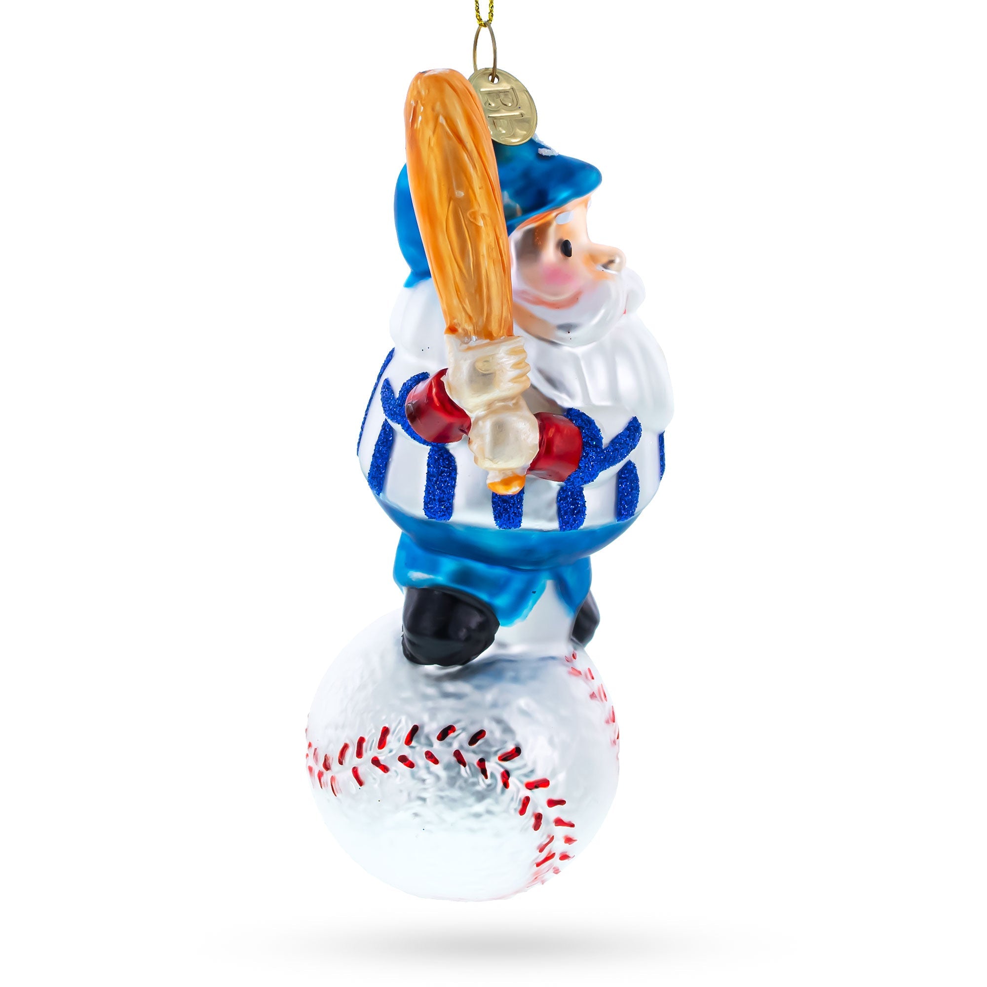 Santa The Baseball Player - Blown Glass Christmas Ornament