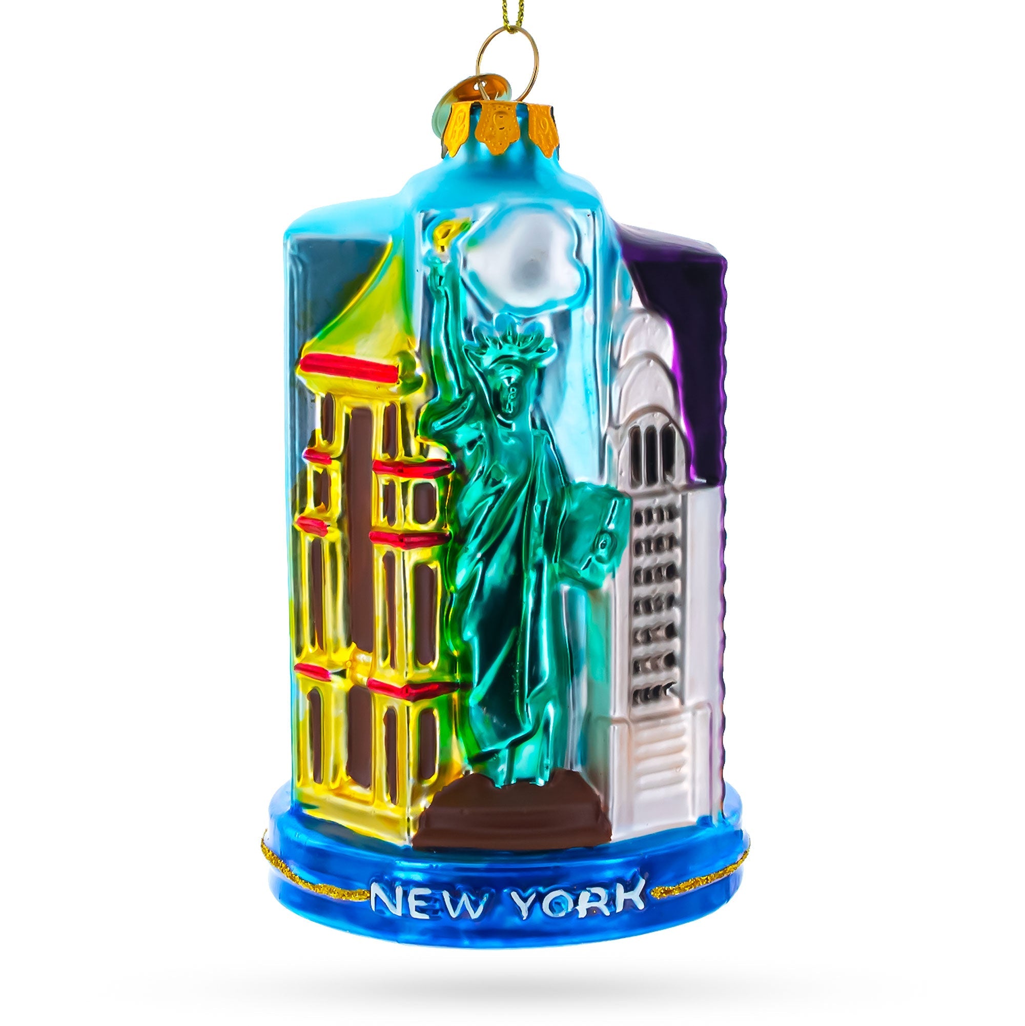 New York City Attractions - Blown Glass Christmas Ornament