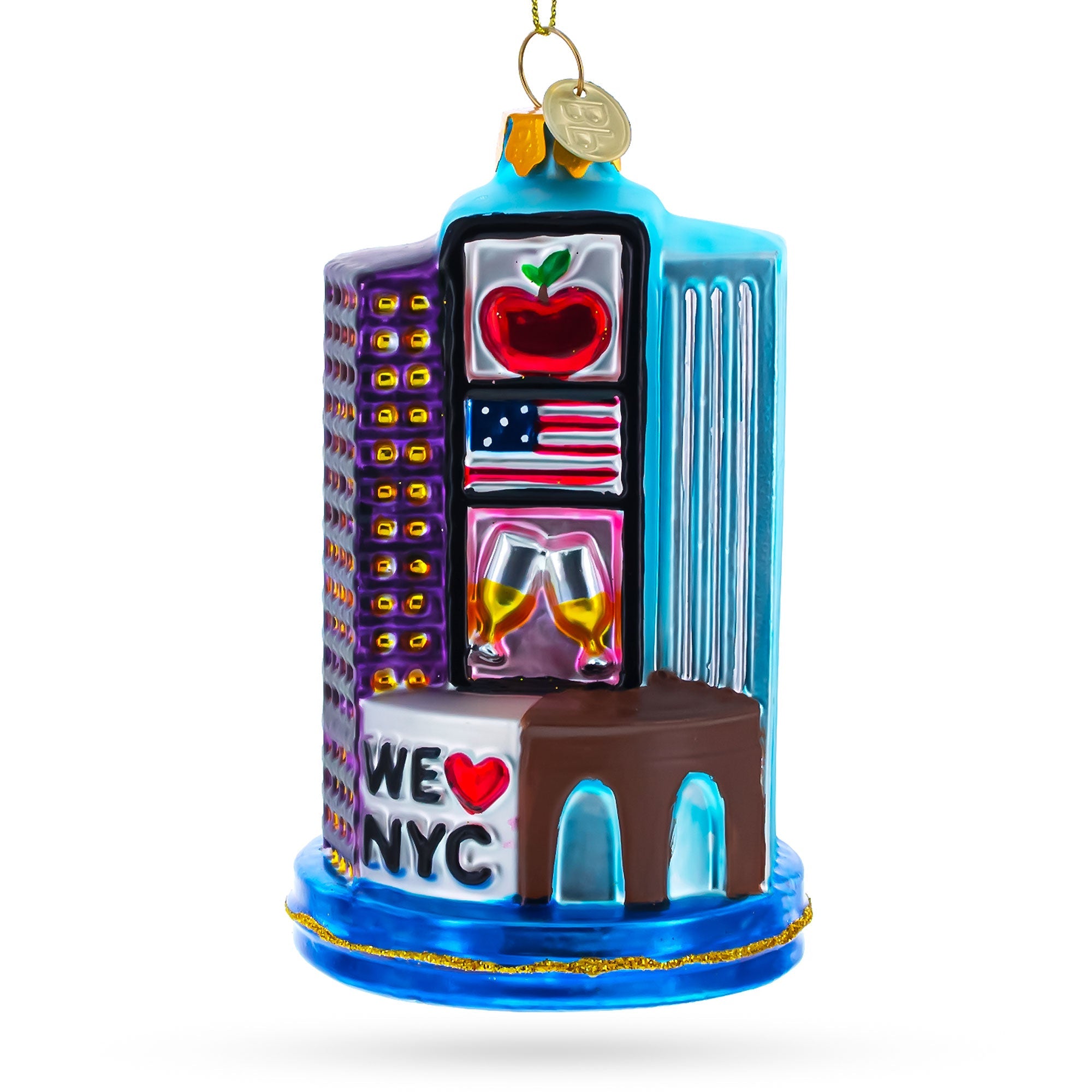 New York City Attractions - Blown Glass Christmas Ornament