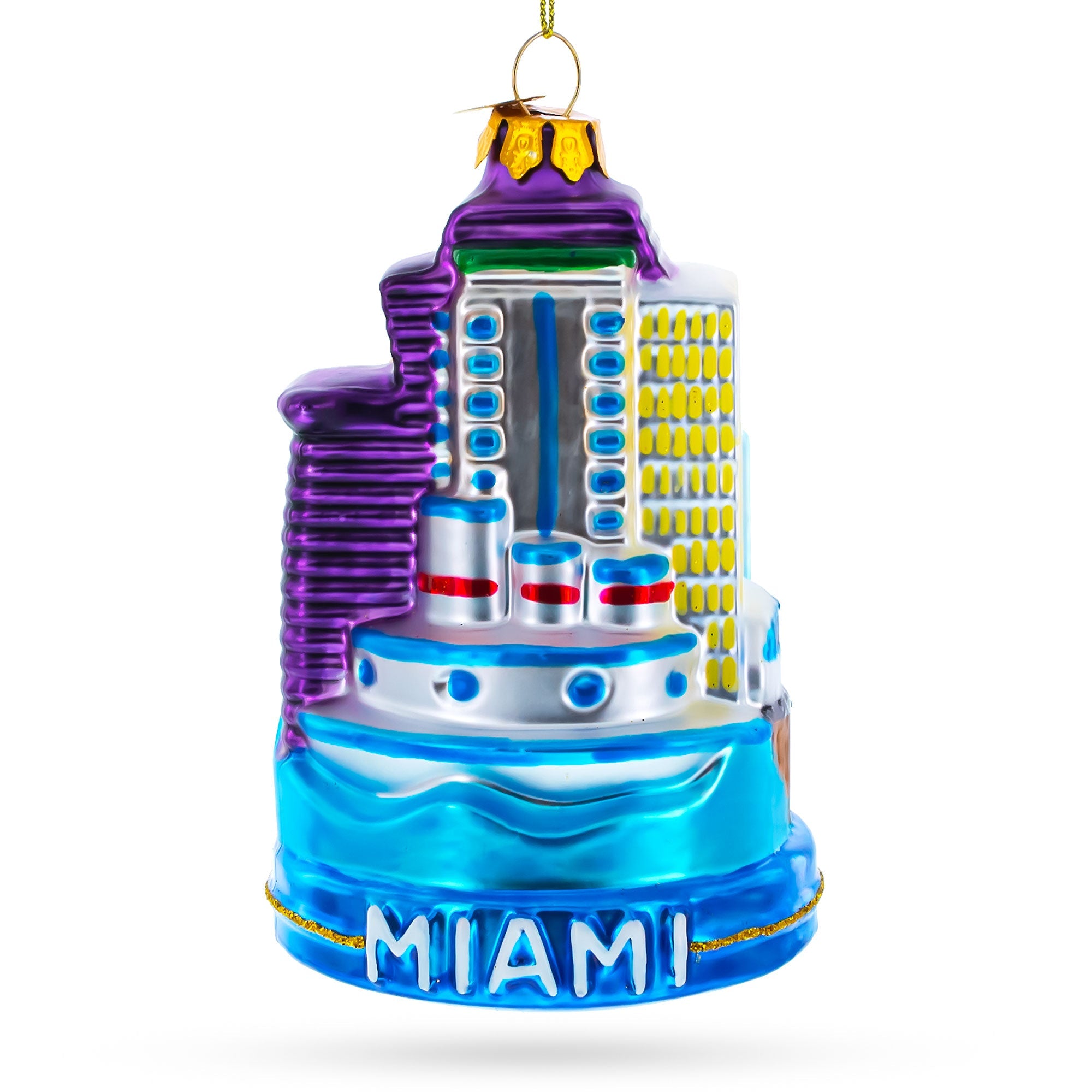 Miami Attractions - Blown Glass Christmas Ornament