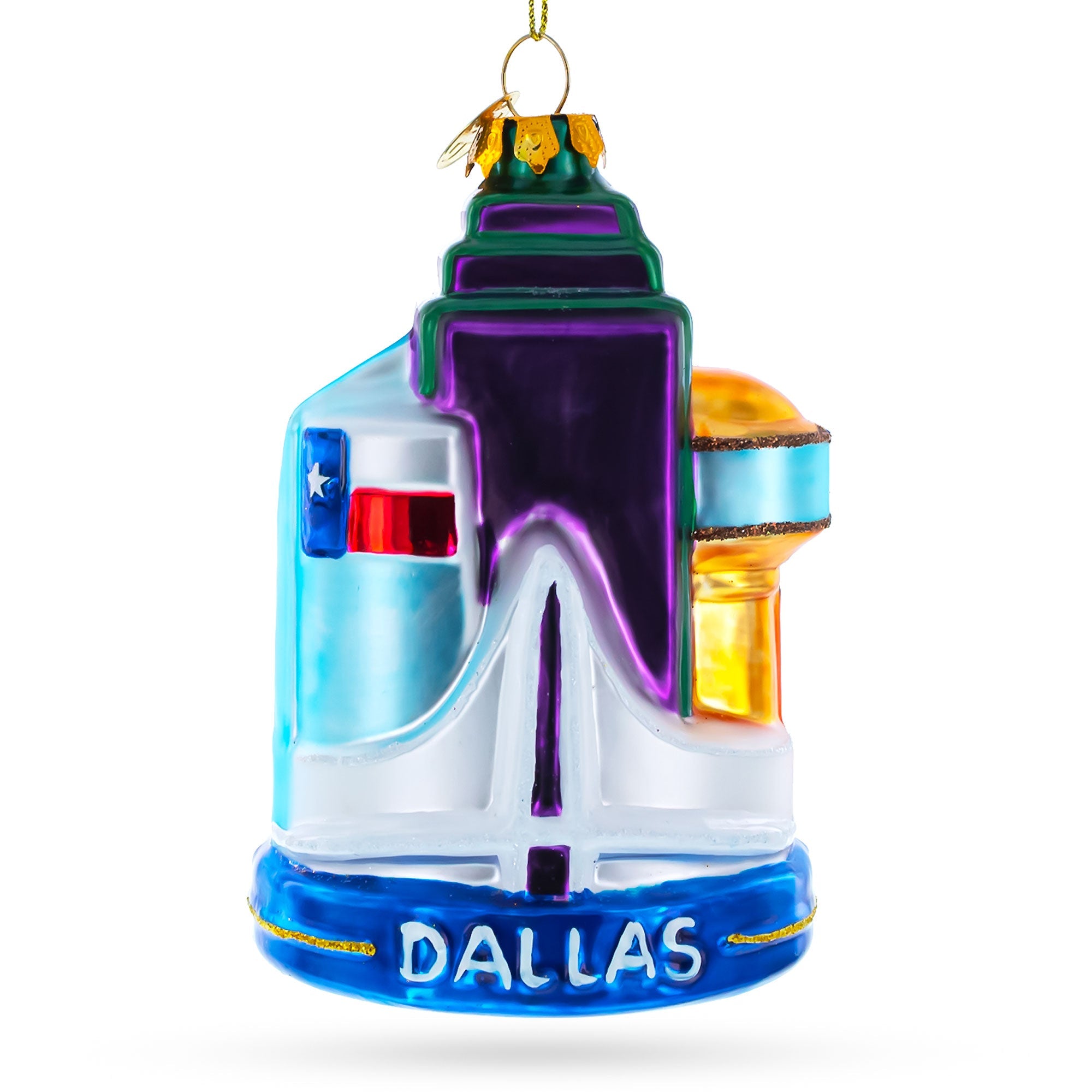 Dallas Attractions - Blown Glass Christmas Ornament