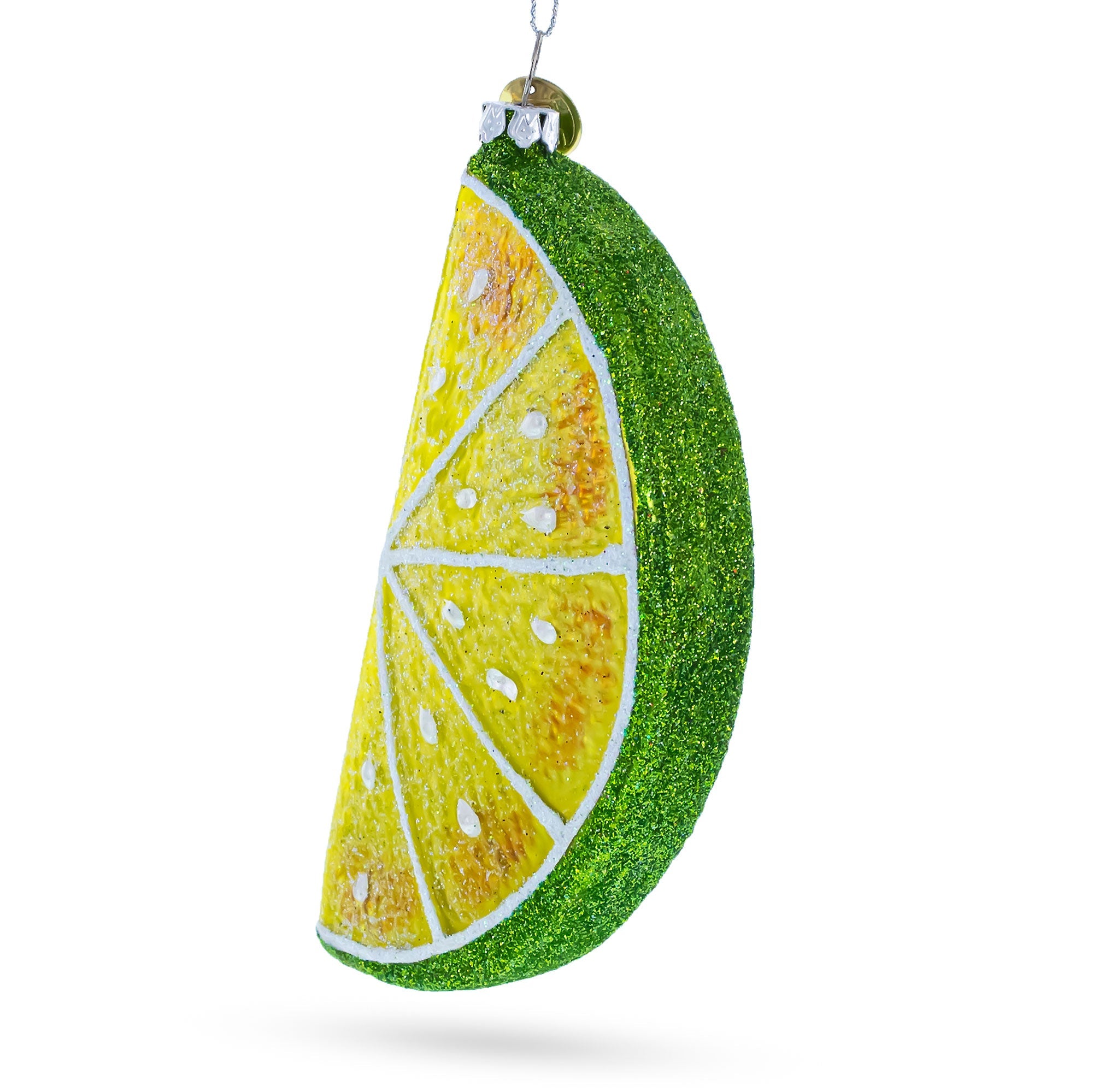 Slice Of Lime Blown Glass Christmas Ornament