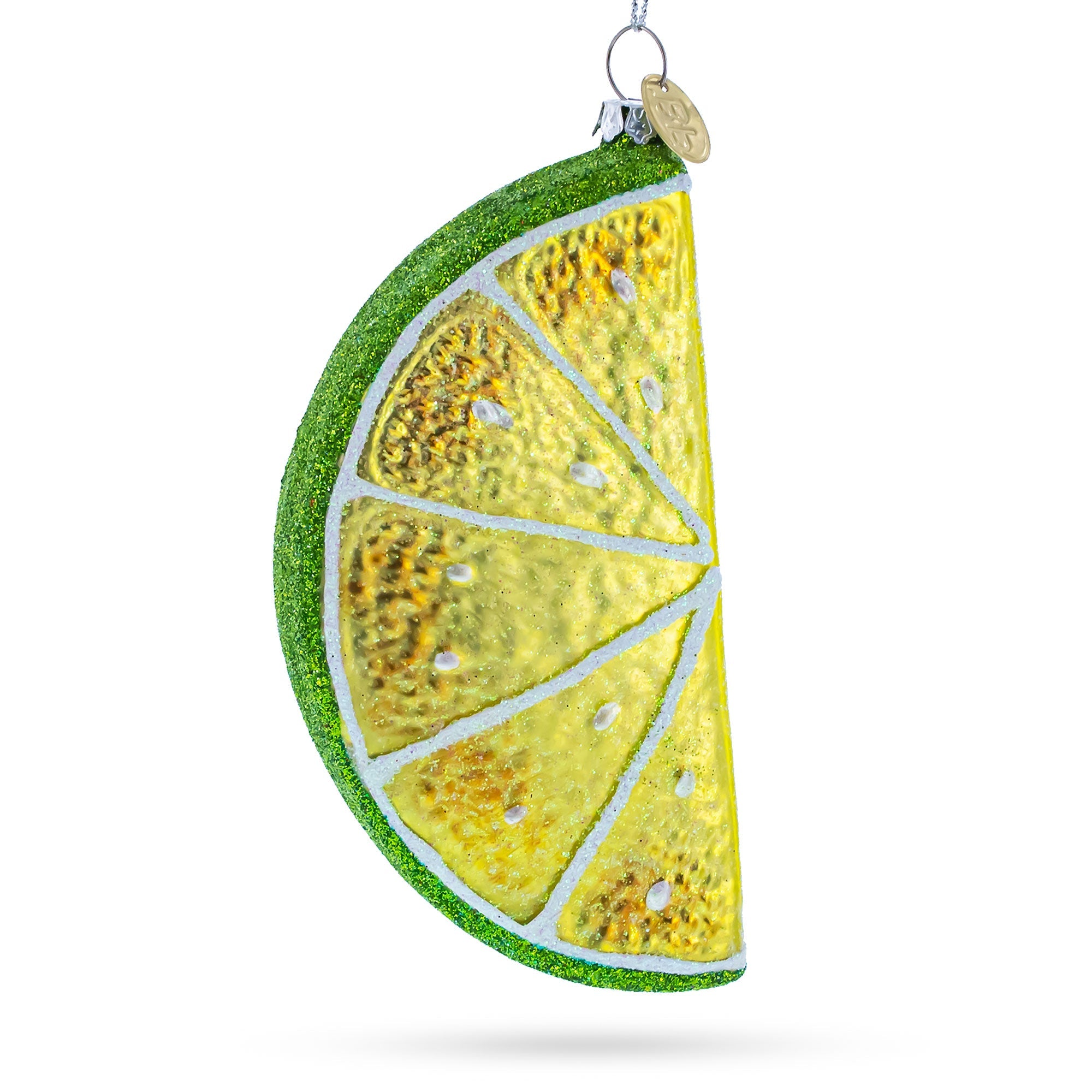 Slice Of Lime Blown Glass Christmas Ornament